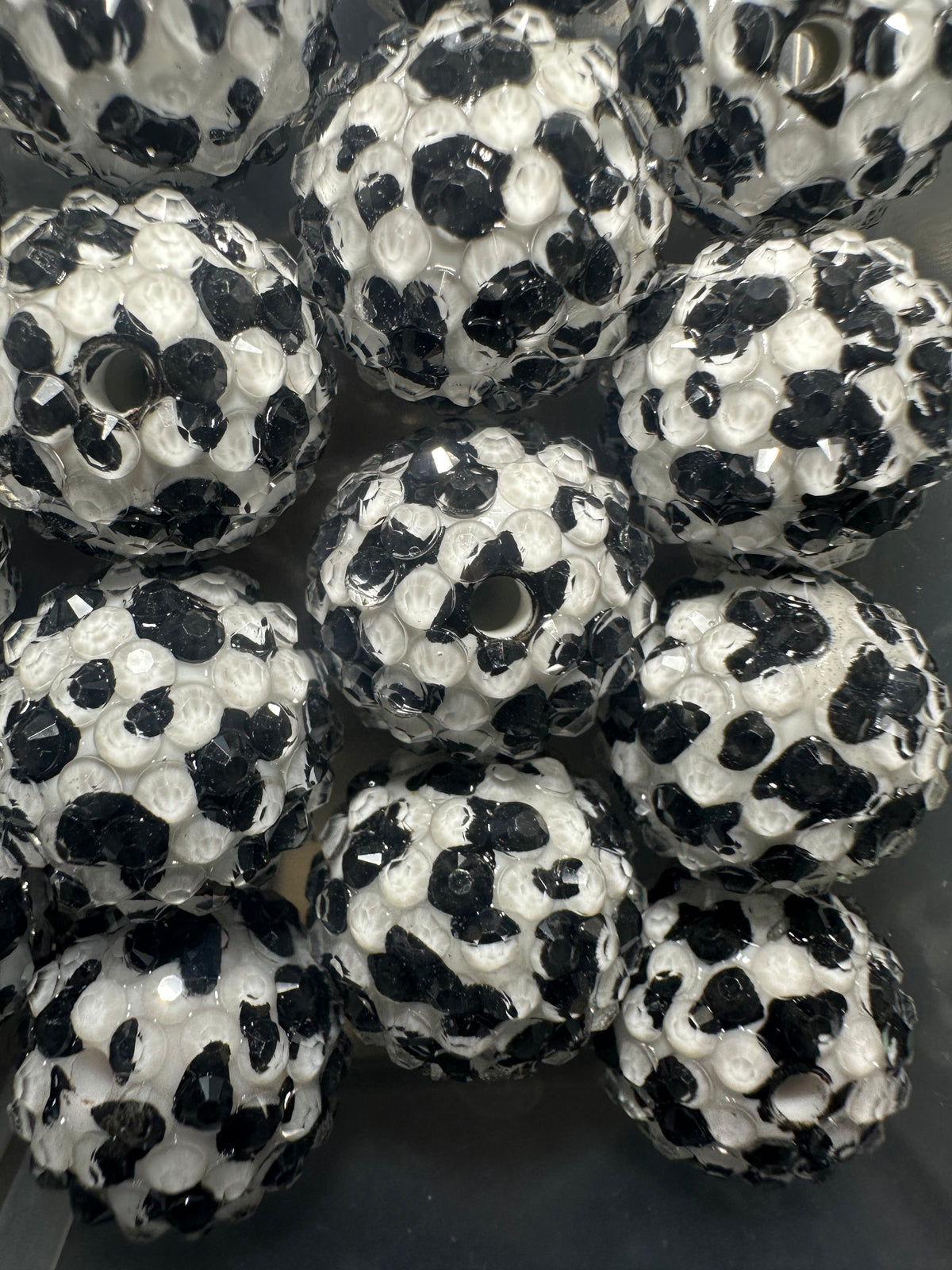 CowSpots Rhinestone Bead/Set of five beads-fits beadable pen/ Fancy bead/ keychain bead/ Farm 20mm