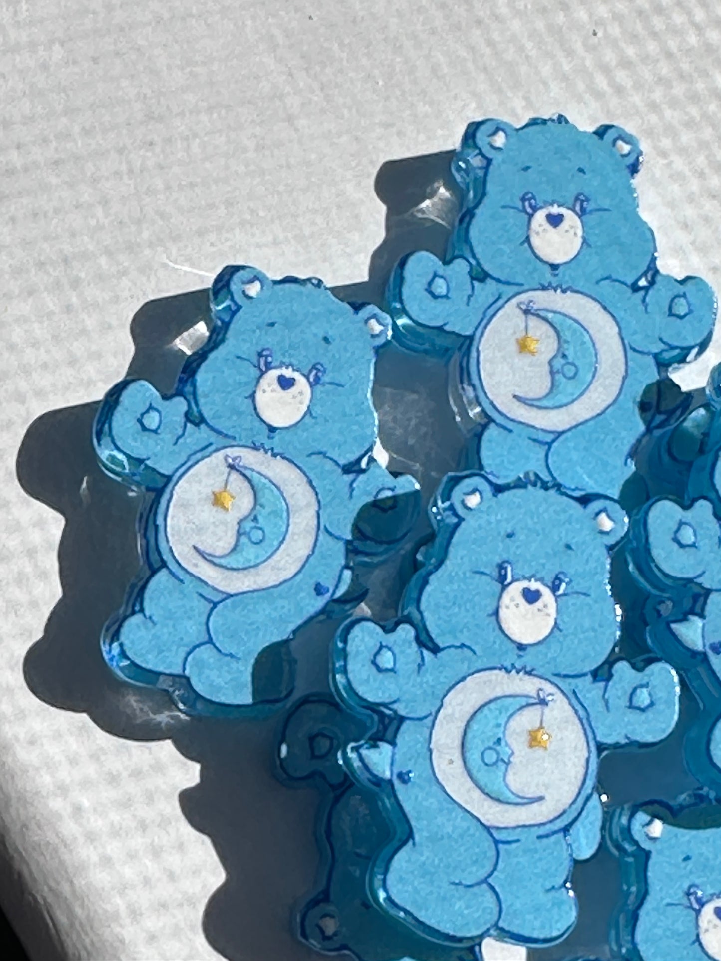 Blue bear with moon acrylic focal bead- set of 2/ focal bead/ pen beading / keychain bead