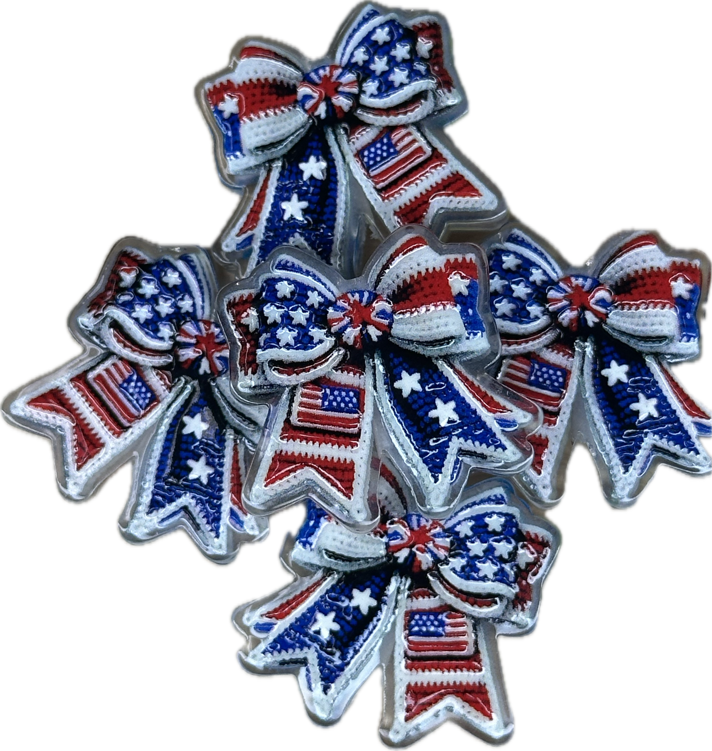 American Flag Bow acrylic focal bead- set of 2/ focal bead/ pen beading / keychain bead/ military/ patriotic