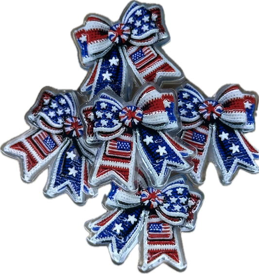 American Flag Bow acrylic focal bead- set of 2/ focal bead/ pen beading / keychain bead/ military/ patriotic