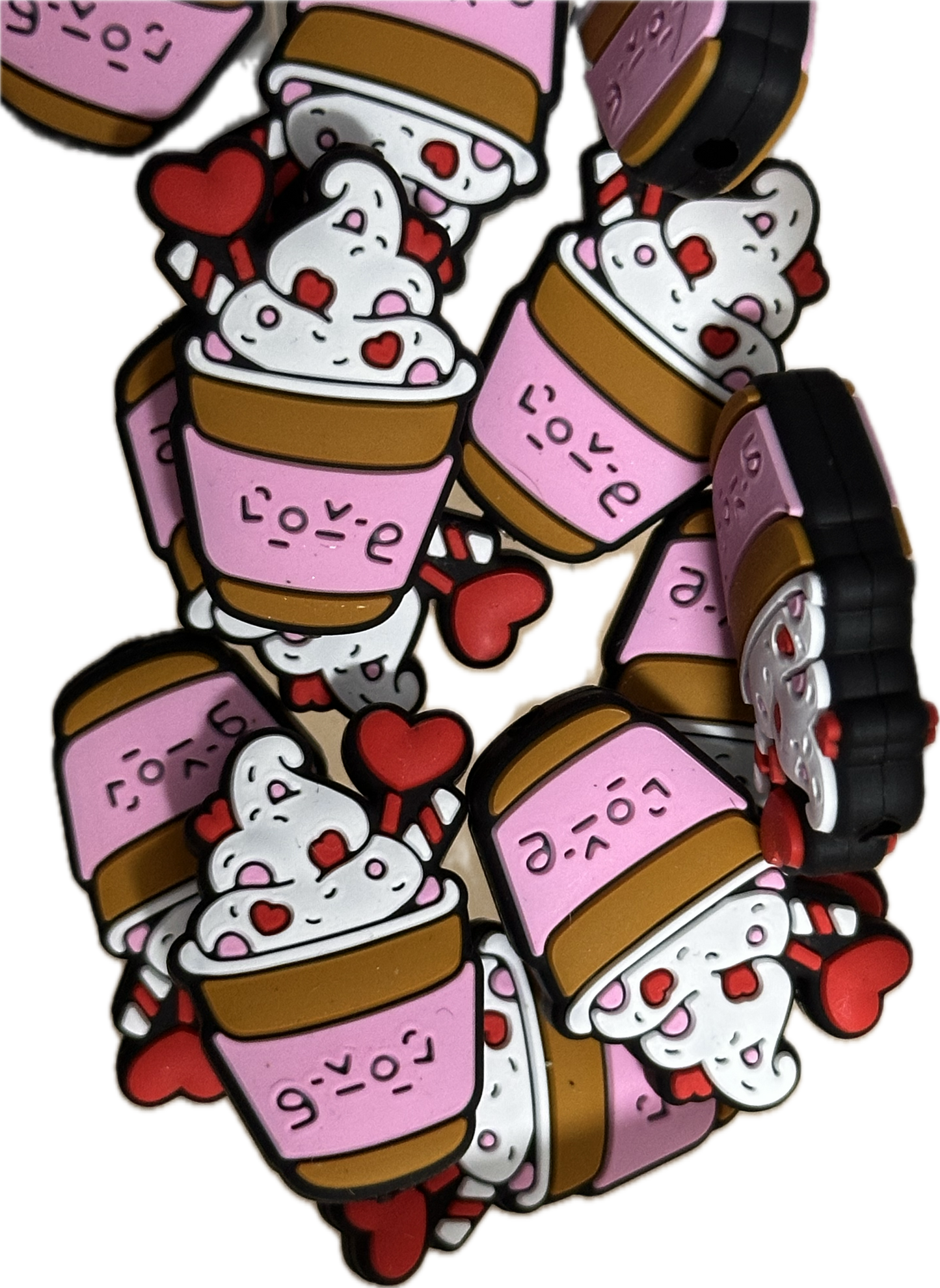 Hot chocolate Focal Bead/ beadable pen/ Silicone  bead/ keychain bead/Valentines Day/ cupcake