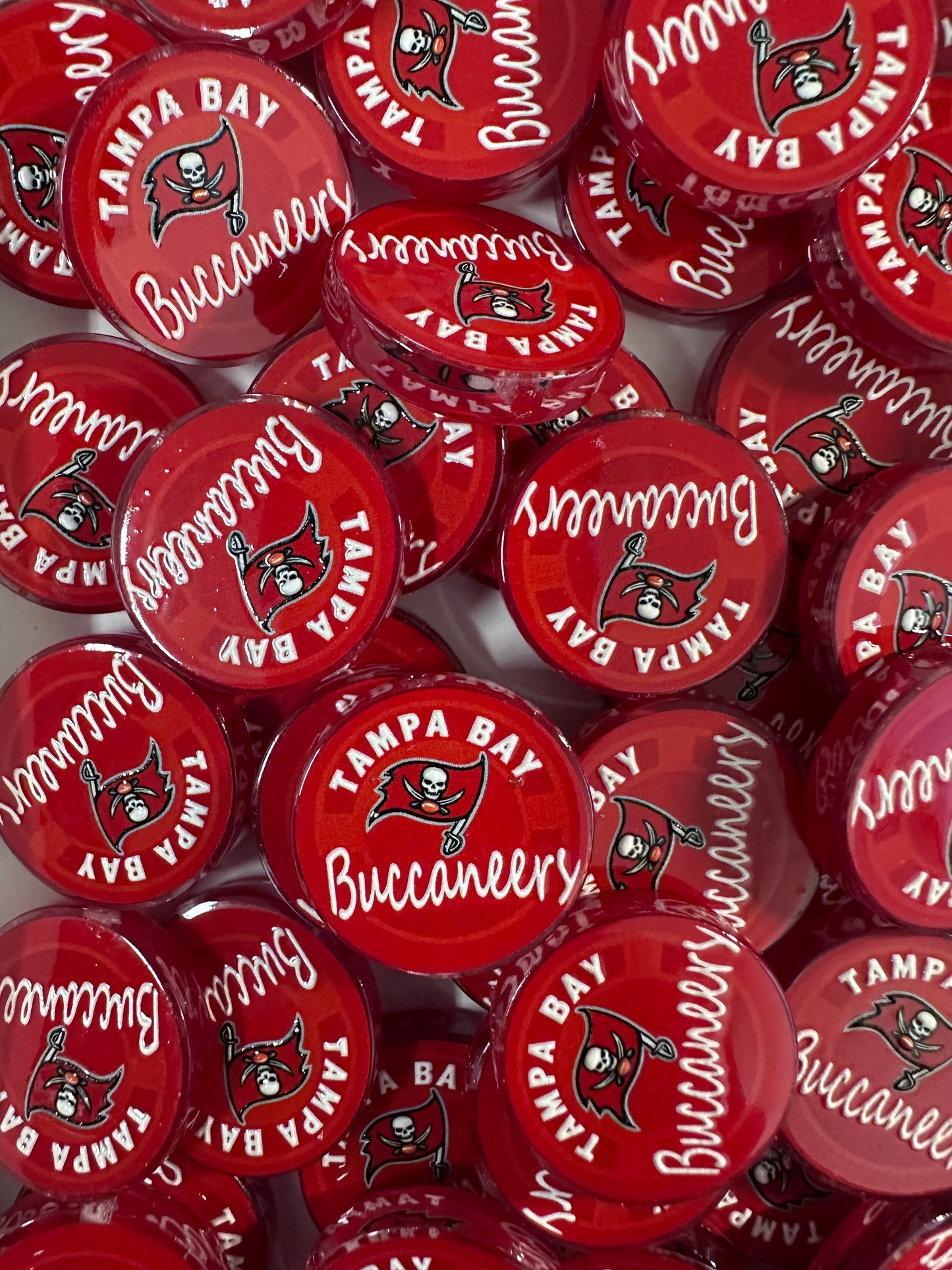 NEW Tampa Bay Buccaneers acrylic focal bead- set of 2/ focal bead/ pen beading / keychain bead /football