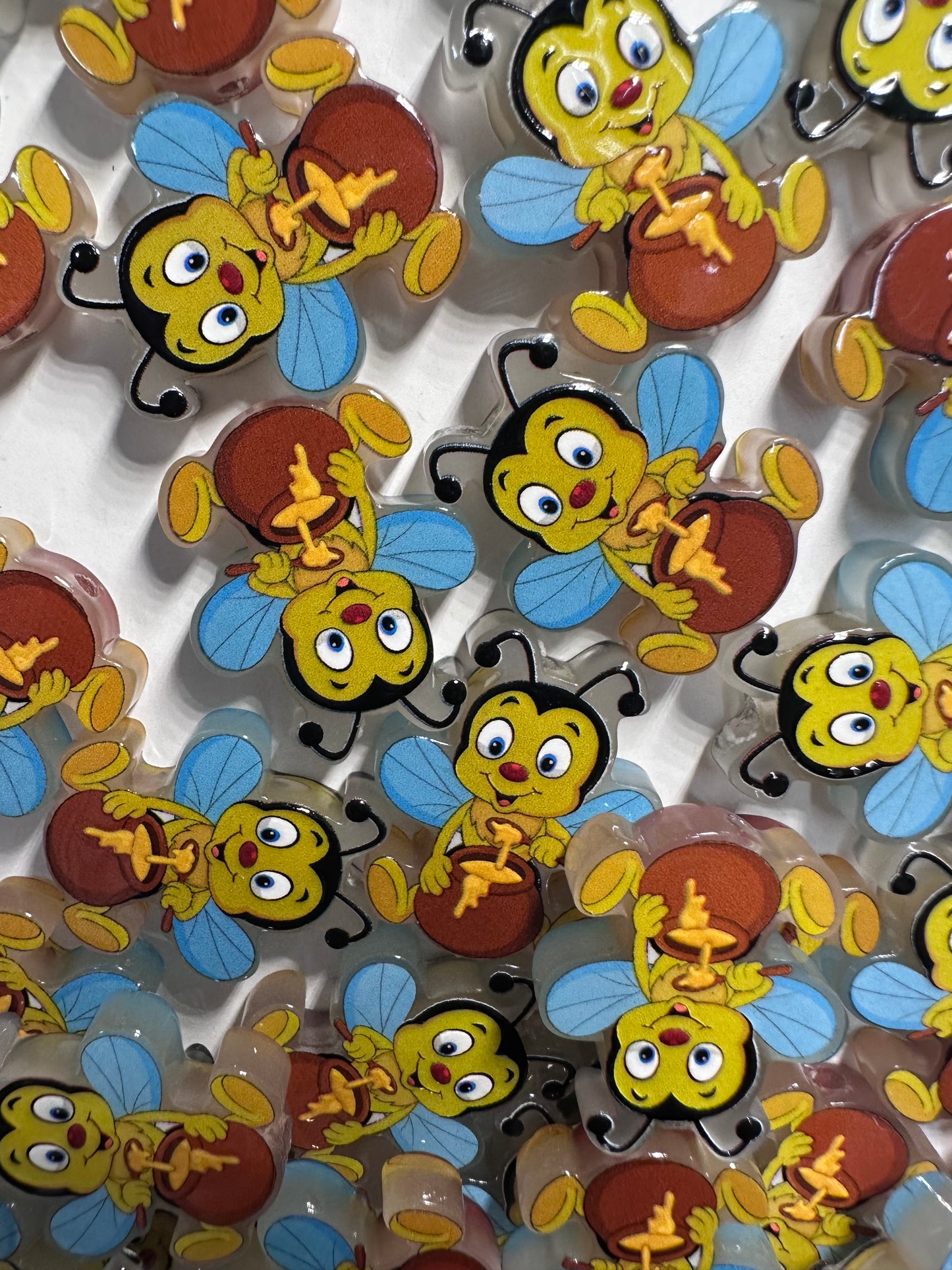 Bee with honey acrylic focal bead- set of 2/ focal bead/ pen beading / keychain bead