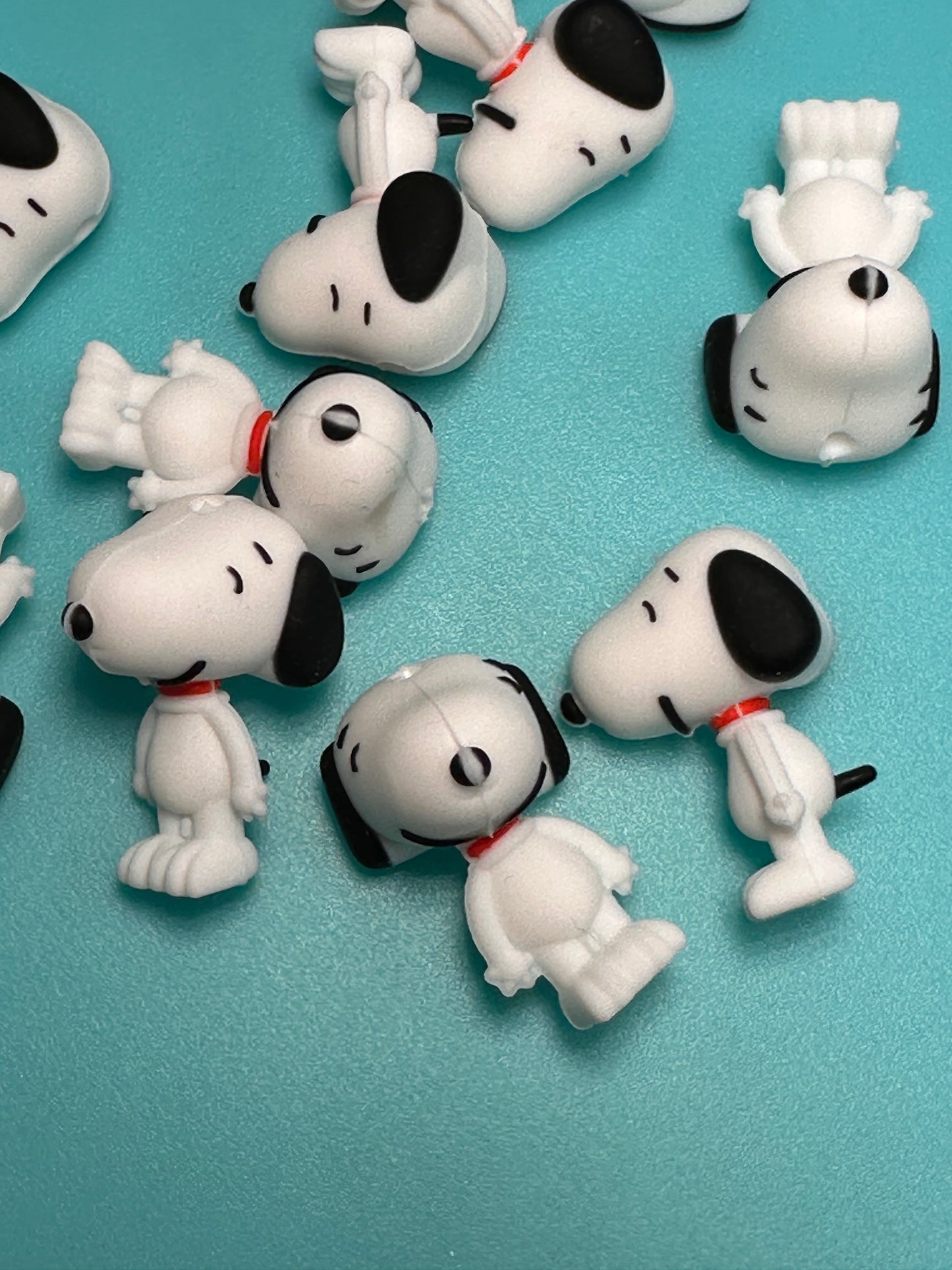 3D white dog with black ears silicone focal bead/