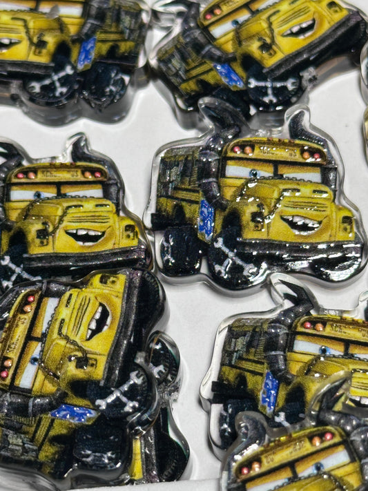 School Bus acrylic focal bead- set of 2/ focal bead/ pen beading / keychain bead/