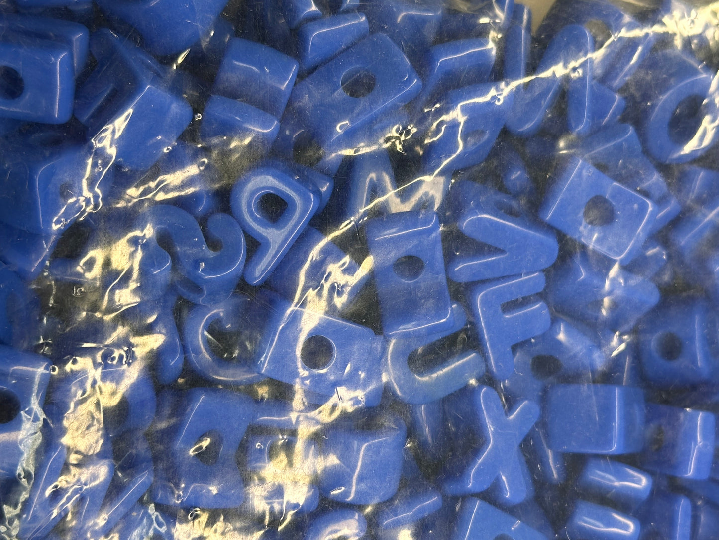 Bright Blue Plastic Letter Beads – Bulk Bag of Mixed A–Z Alphabet Beads (Vertical Hole) over 150 mixed colors alphabet
