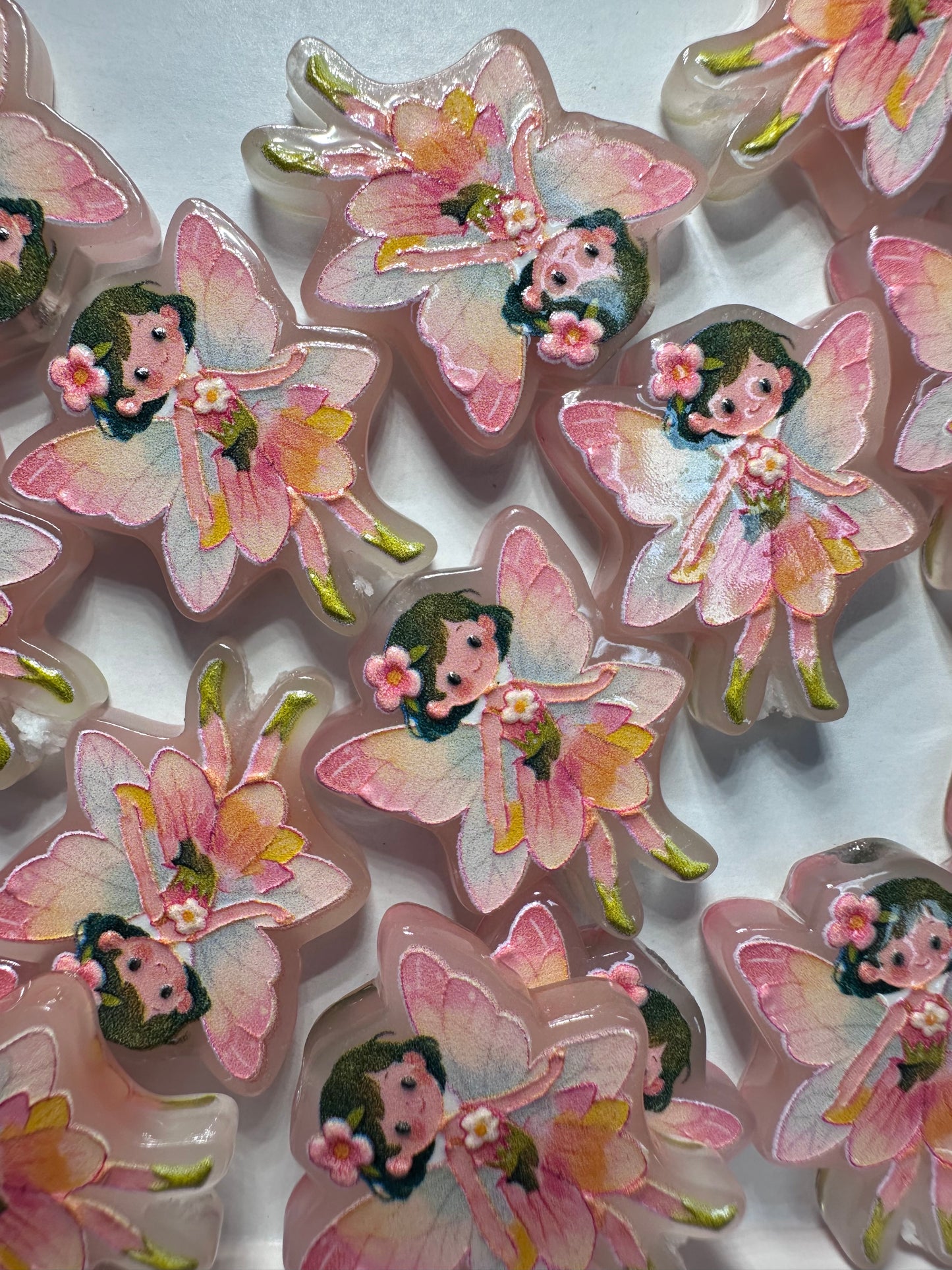 Peach Pink Fairy acrylic focal bead- set of 2/ focal bead/ pen beading / keychain bead