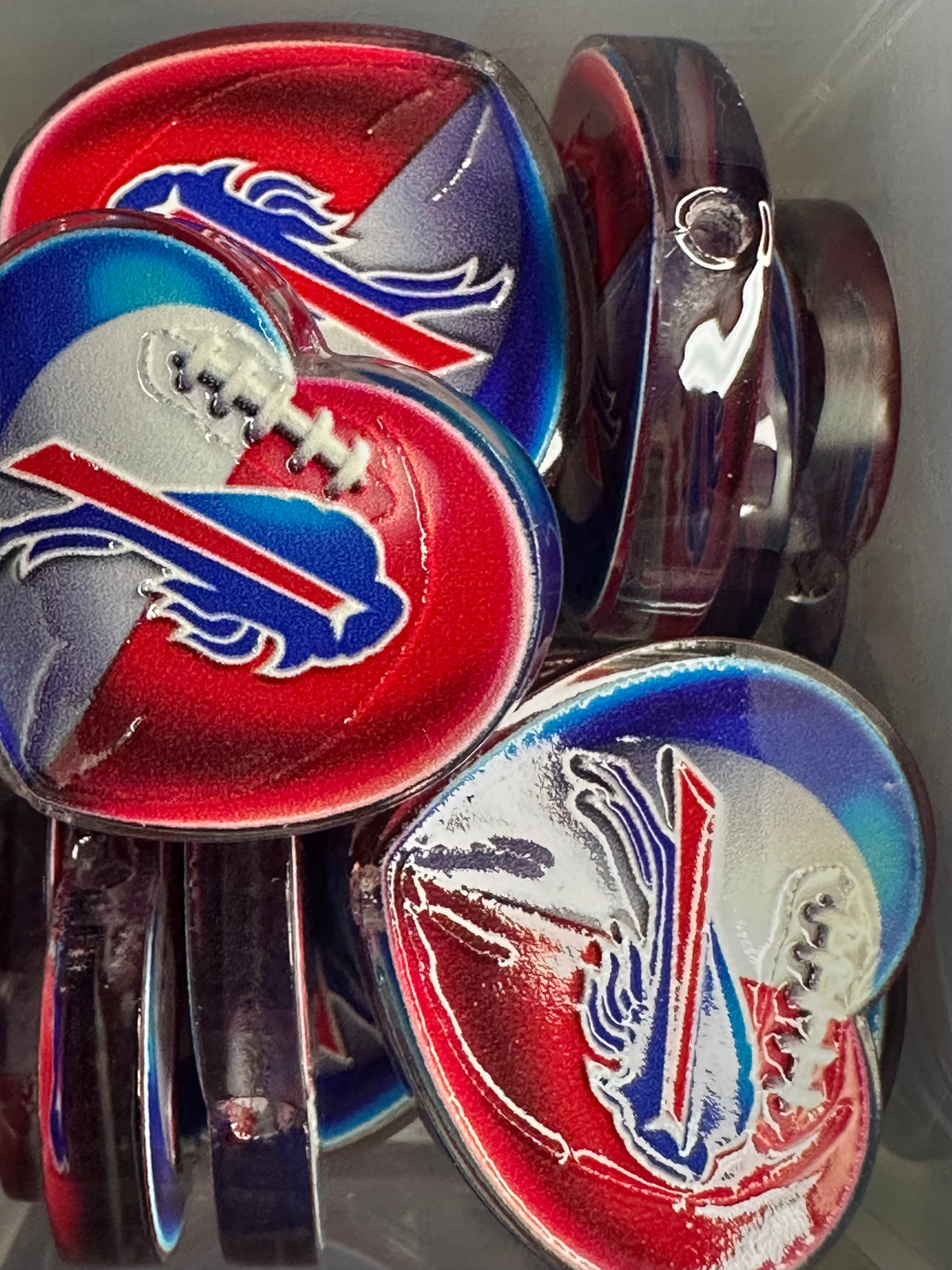 Buffalo heart acrylic focal bead- set of 2/ focal bead/ pen beading / keychain bead /football