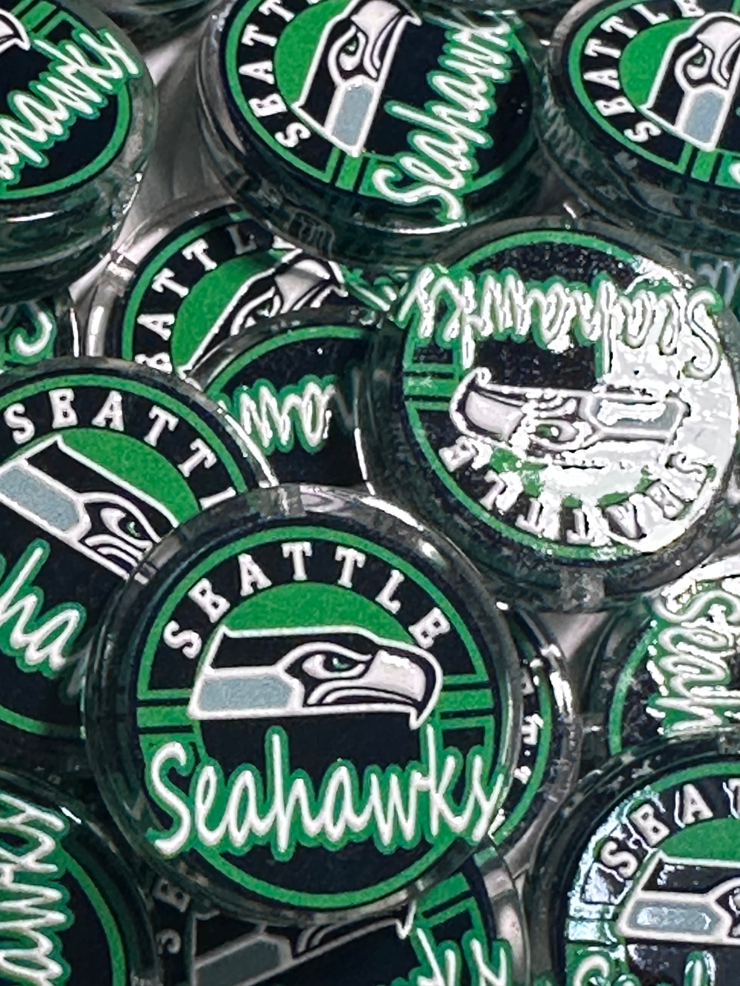 NEW Seattle Seahawks acrylic focal bead- set of 2/ focal bead/ pen beading / keychain bead /football