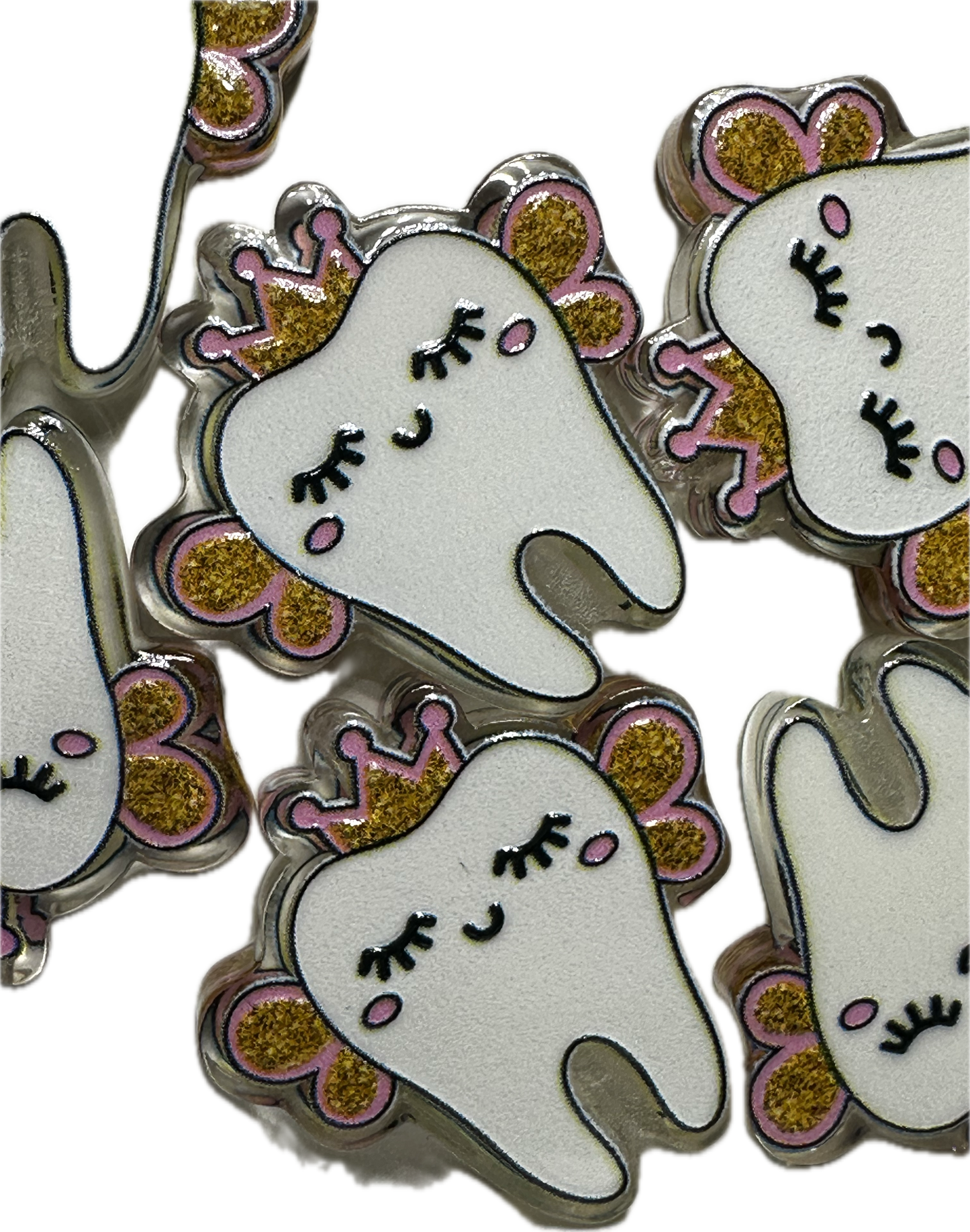 Tooth with crown design acrylic focal bead- set of 2/ focal bead/ pen beading / keychain bead/Dentist
