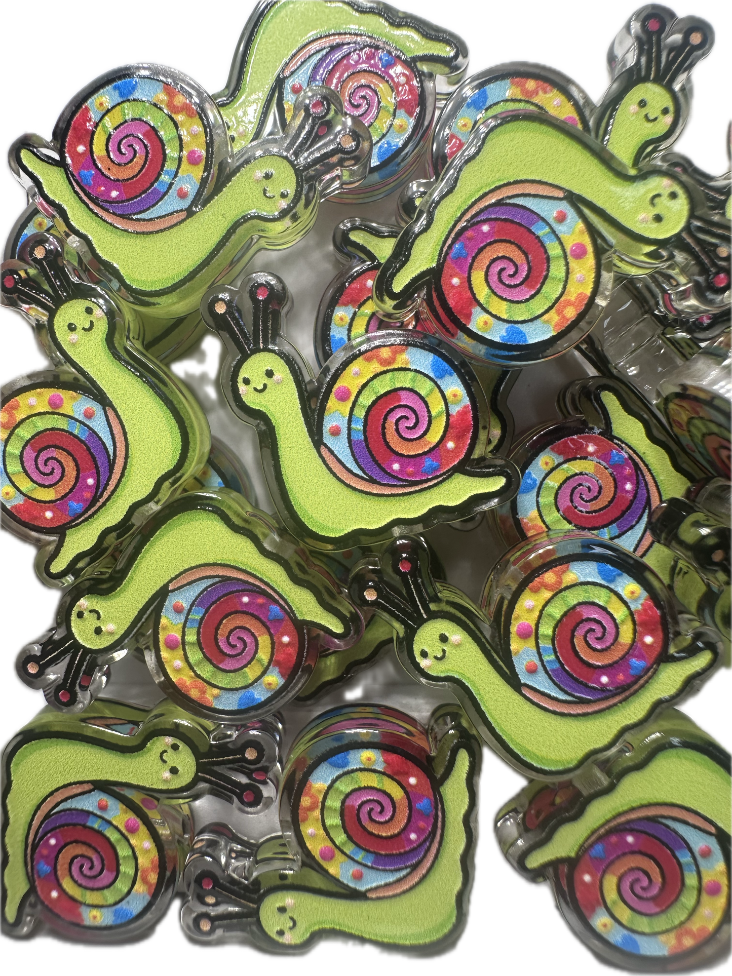 Colorful snail acrylic focal bead- set of 2/ focal bead/ pen beading / keychain bead/
