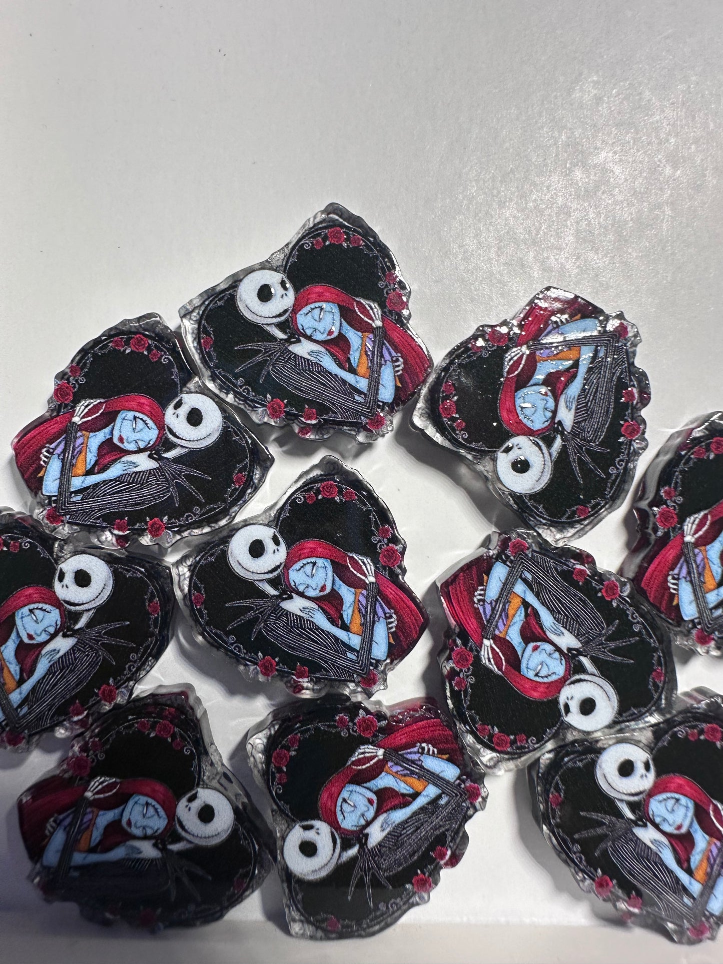 Jack and Sally acrylic focal bead- set of 2/ focal bead/ pen beading / keychain bead/ NMBC