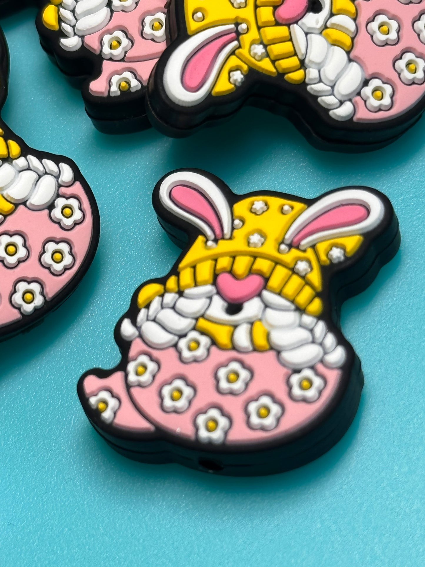 Easter bunny gnome focal bead/ silicone bead/ pen beading/ DIY/ Easter egg/ bunny ears gnome