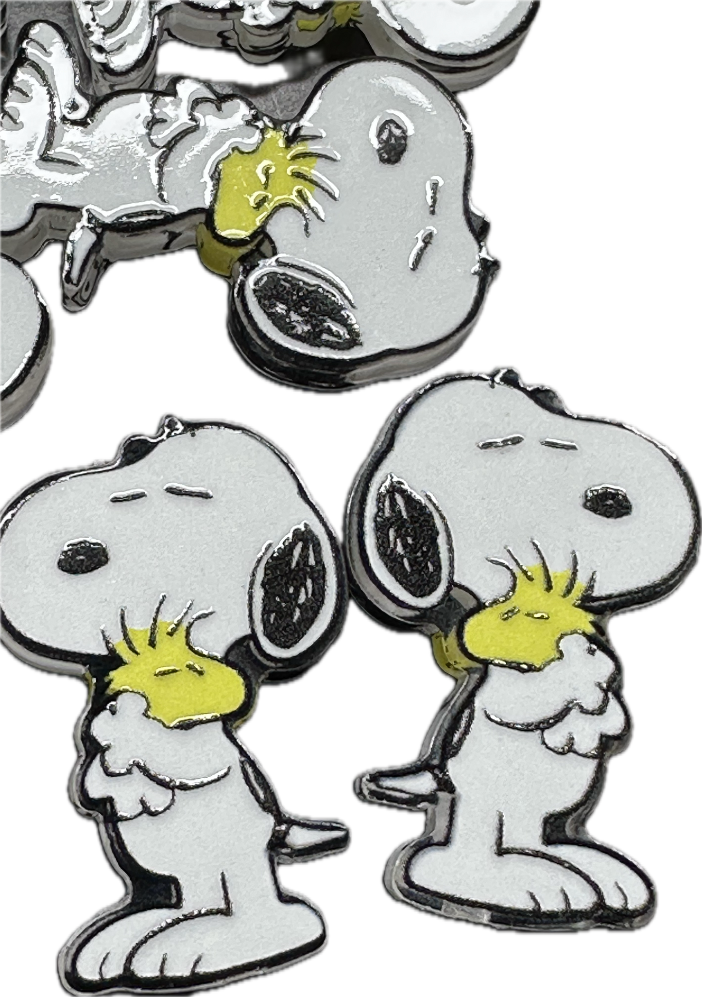 White dog with black ears acrylic focal bead- set of 2/ focal bead/ pen beading / keychain bead/