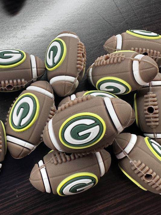 3D Green Bay Packers focal bead /football shaped silicone pen bead #2