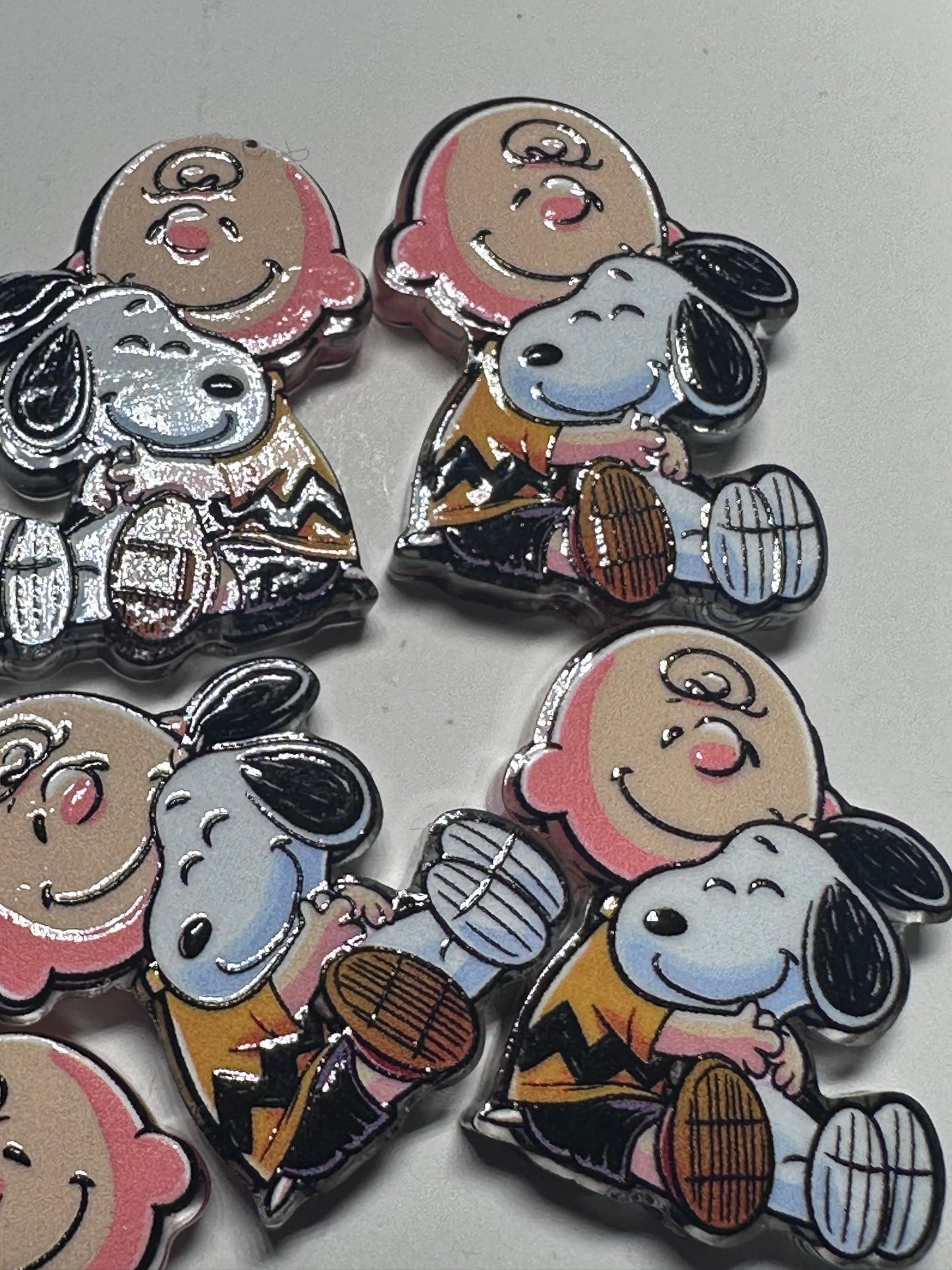 Boy with his dog acrylic focal bead- set of 2/ focal bead/ pen beading / keychain bead / white dog with black ears/ mans bestfriend