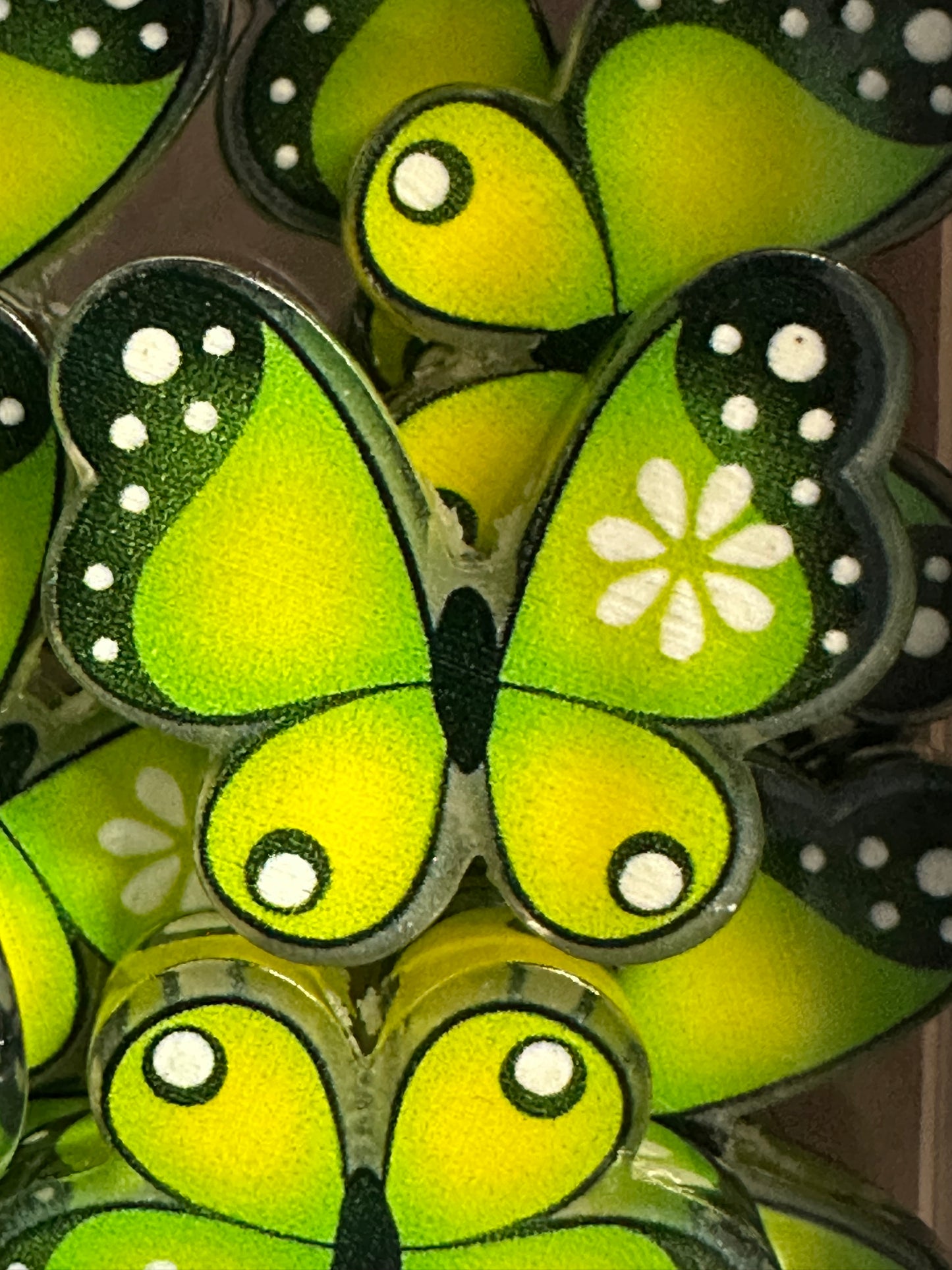 Bright green butterfly acrylic focal bead- set of 2/ focal bead/ pen beading / keychain bead/
