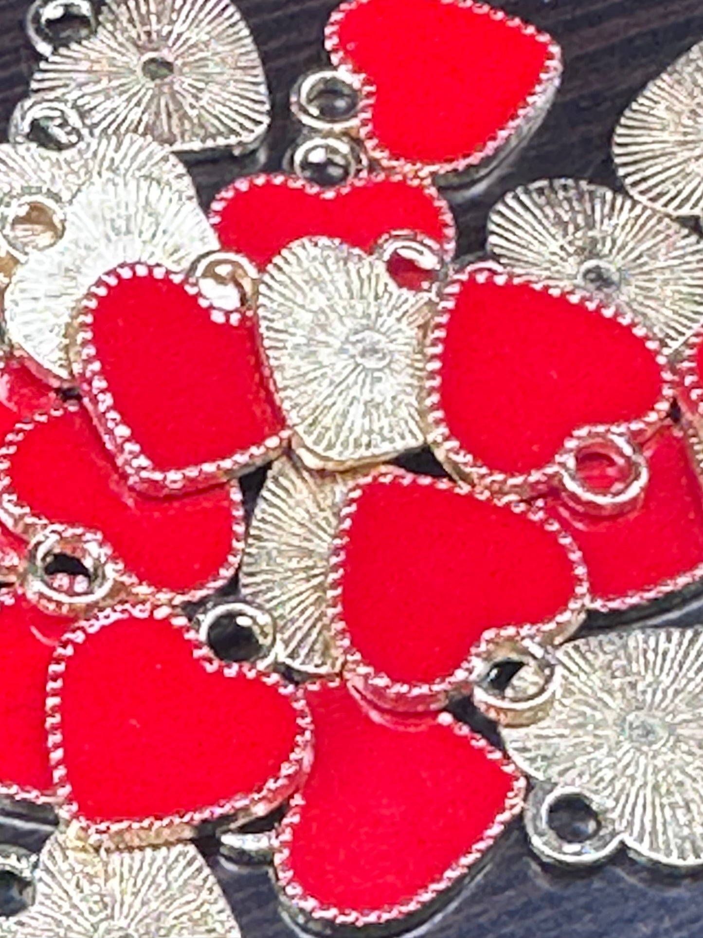 Red hearts enamel metal charms/ DIY charm bracelet/ DIY necklace/ valentines day