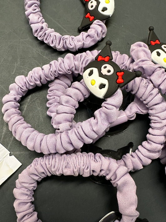 Cute Kuku purple Scrunchie | Soft Elastic Hair Tie | Kawaii Style Hair Accessory- set of 3