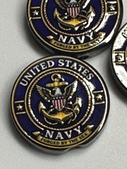 Navy Veteran acrylic focal bead- set of 2/ focal bead/ pen beading / keychain bead/ military/ patriotic / serving your country