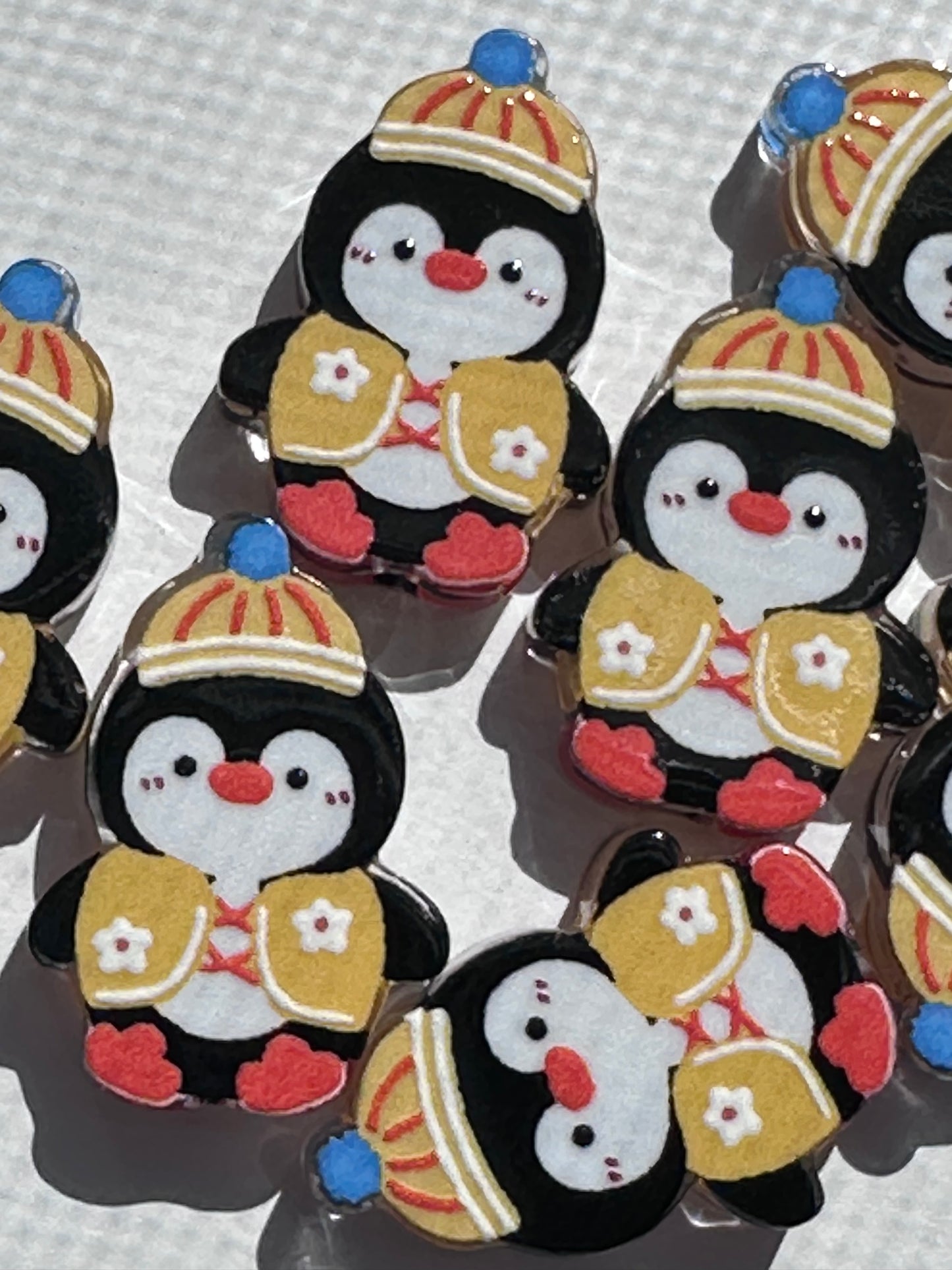 Cute penguin acrylic focal bead- set of 2/ focal bead/ pen beading / keychain bead/winter