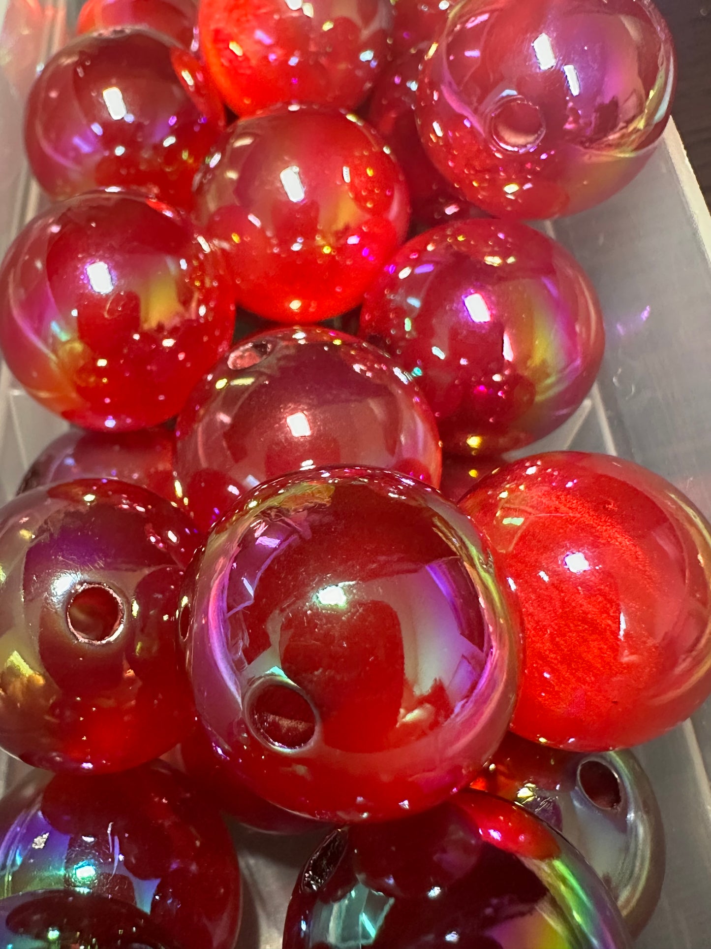 Ten (10) dark red cat eye beads/  beadable pen beads/ DIY/ 20mm