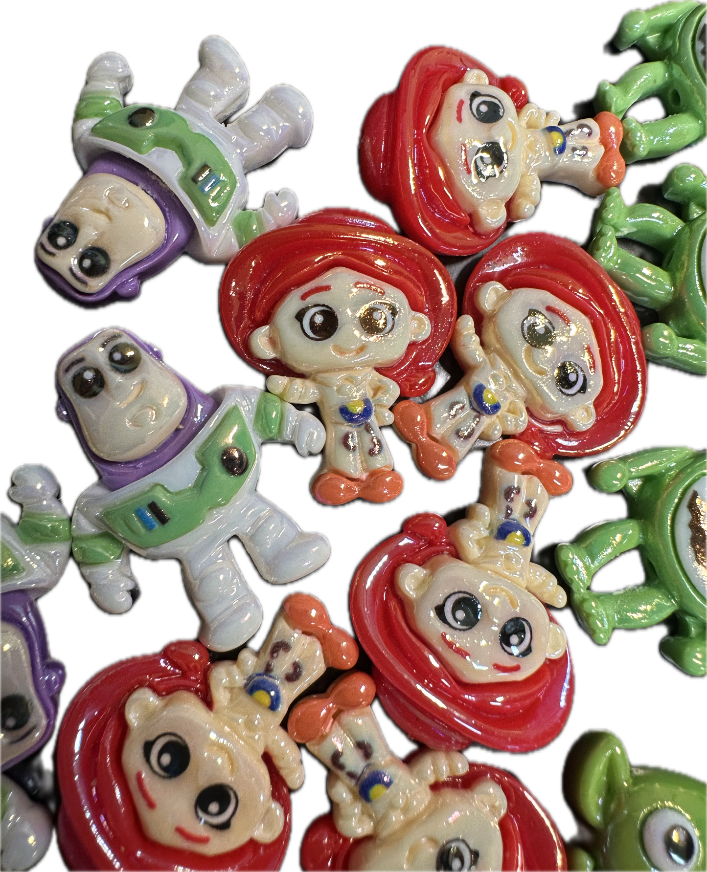 Random Character Flat Back Beads – Set of 10 – Fits Beaded Pens and keychains