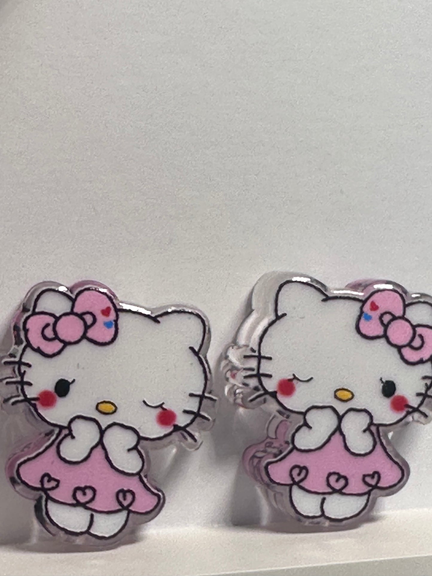 Cute cat in dress winking acrylic focal bead- set of 2/ focal bead/ pen beading / keychain bead /summer cat in pink