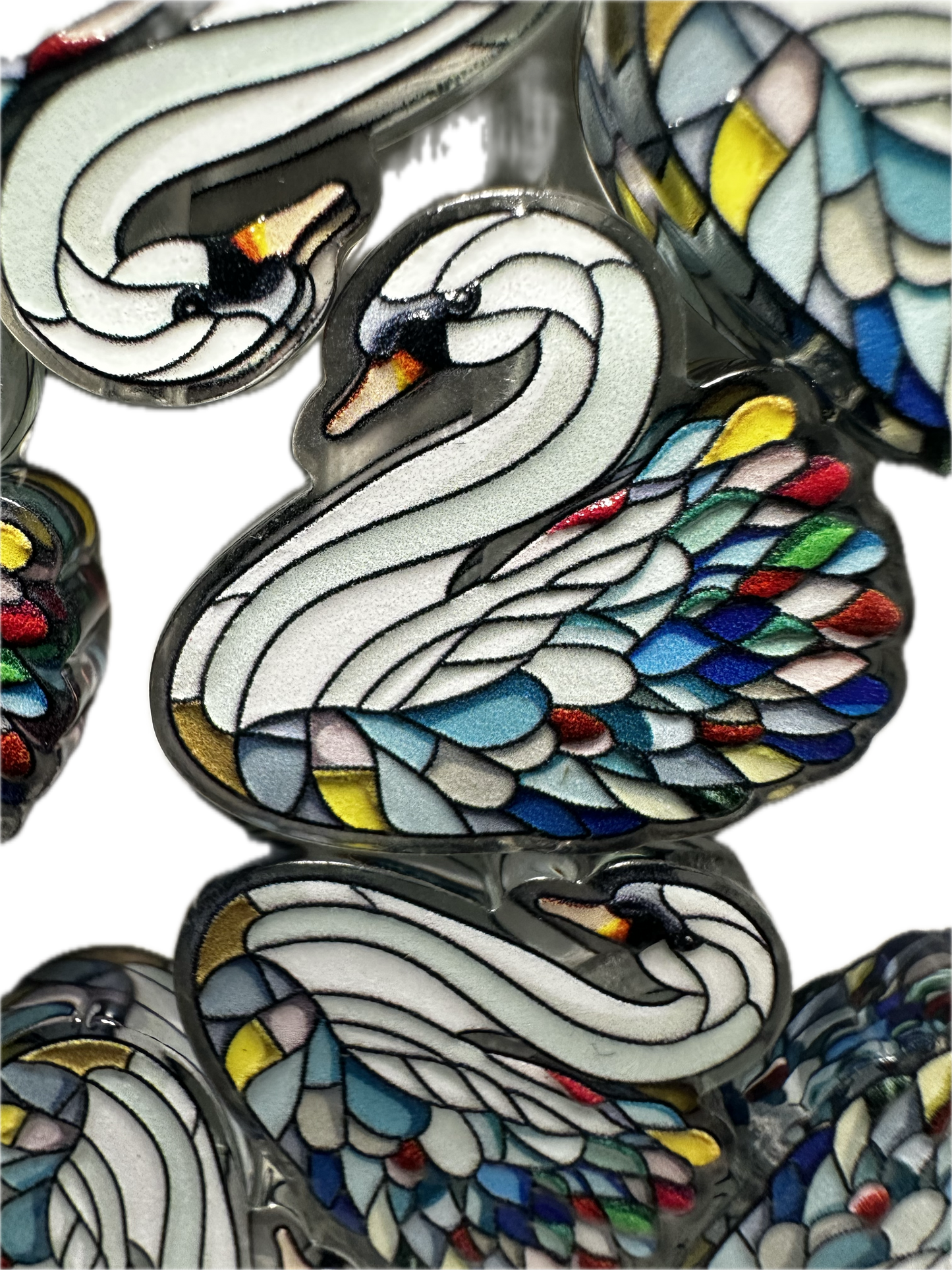 Colorful mosaic swan acrylic focal bead- set of 2/ focal bead/ pen beading / keychain bead / bird/ fairytale