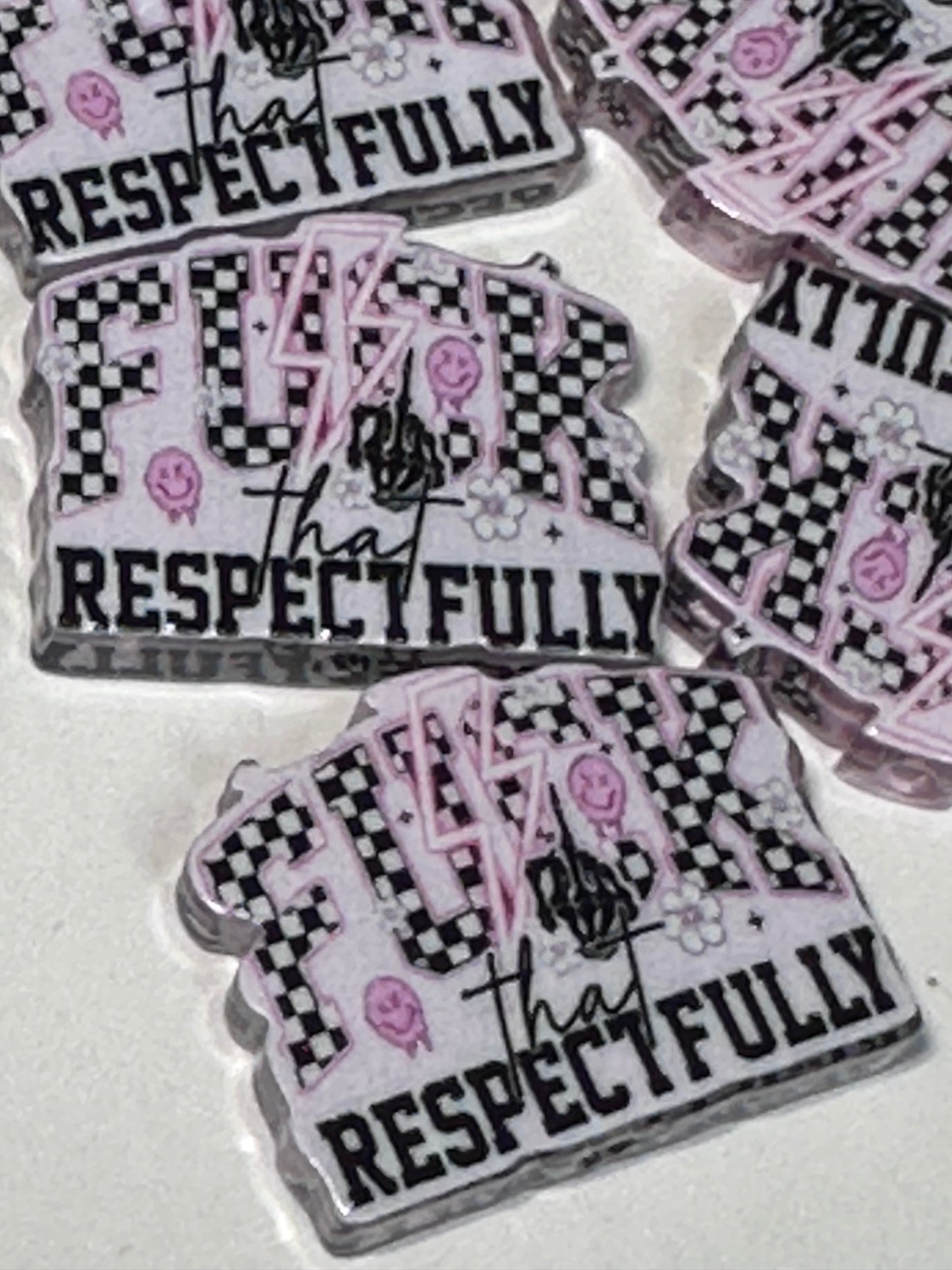 Respectfully acrylic focal bead- set of 2/ focal bead/ pen beading / keychain bead