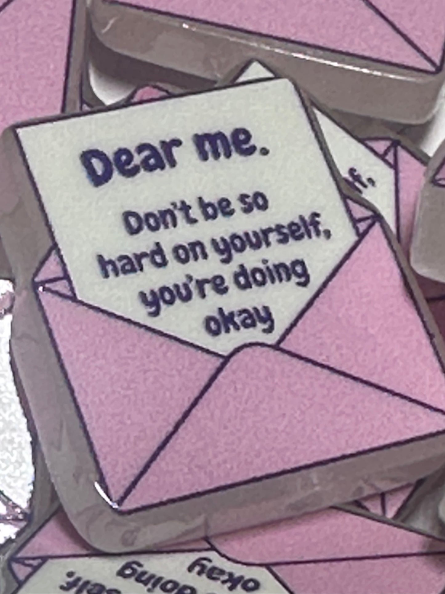 Dear Me acrylic focal bead- set of 2/ focal bead/ pen beading / keychain bead/Letter to self