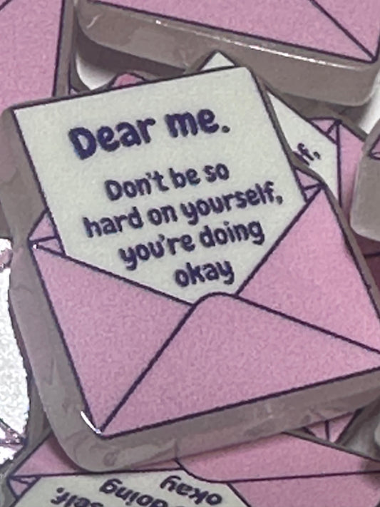 Dear Me acrylic focal bead- set of 2/ focal bead/ pen beading / keychain bead/Letter to self