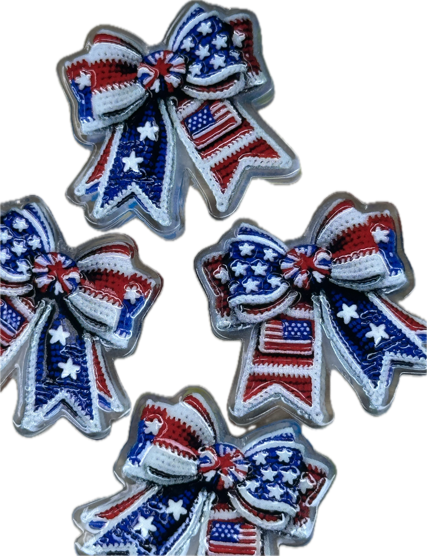 American Flag Bow acrylic focal bead- set of 2/ focal bead/ pen beading / keychain bead/ military/ patriotic