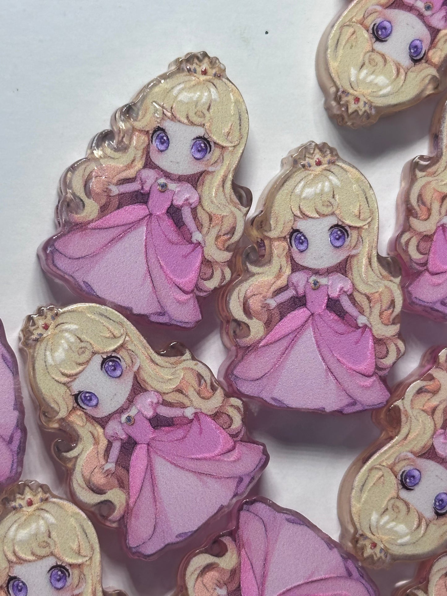 Pink dress princess acrylic focal bead- set of 2/ focal bead/ pen beading / keychain bead /blonde hair girl