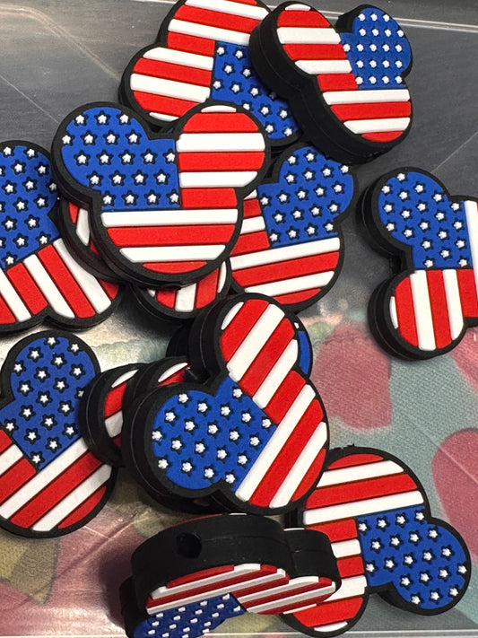 Patriotic focal beads/ flag/ USA/