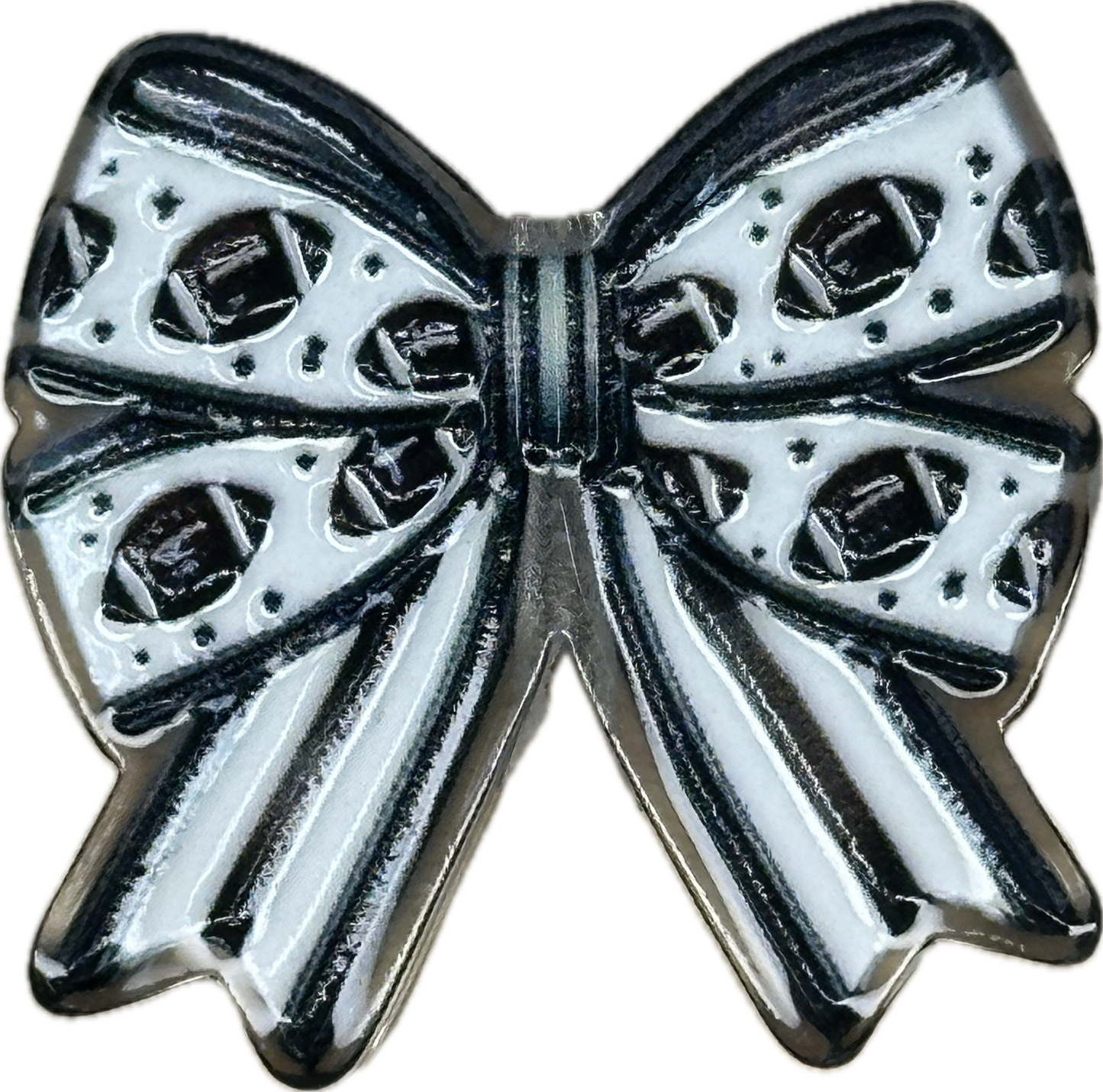 Football black and white bow acrylic focal bead- set of 2/ focal bead/ pen beading / keychain bead/
