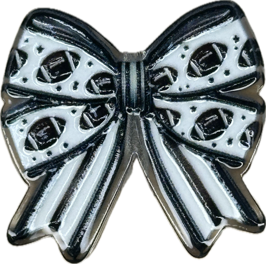 Football black and white bow acrylic focal bead- set of 2/ focal bead/ pen beading / keychain bead/