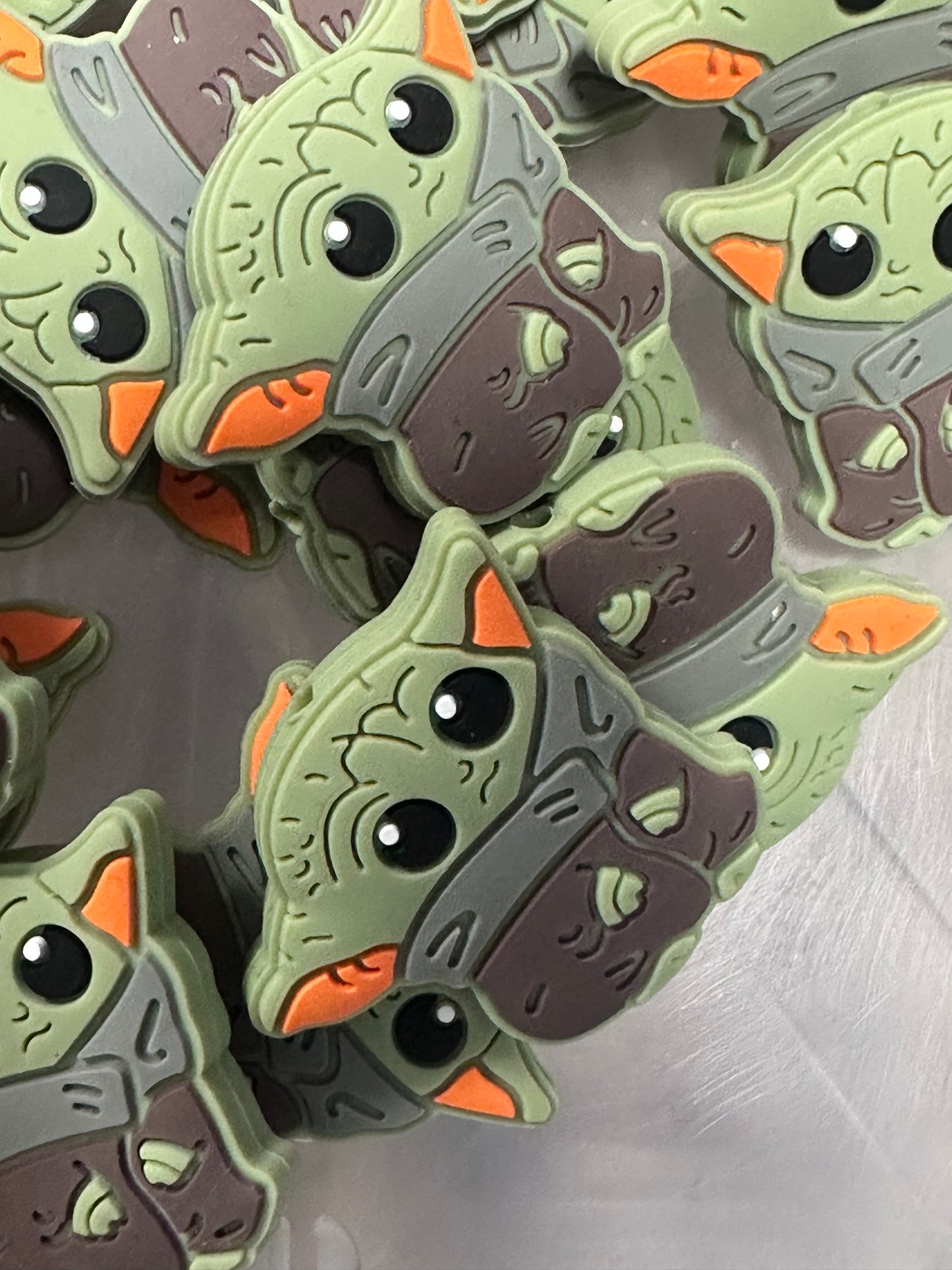 Baby green guy focal bead/star guy/ silicone focal bead/beadable pen bead