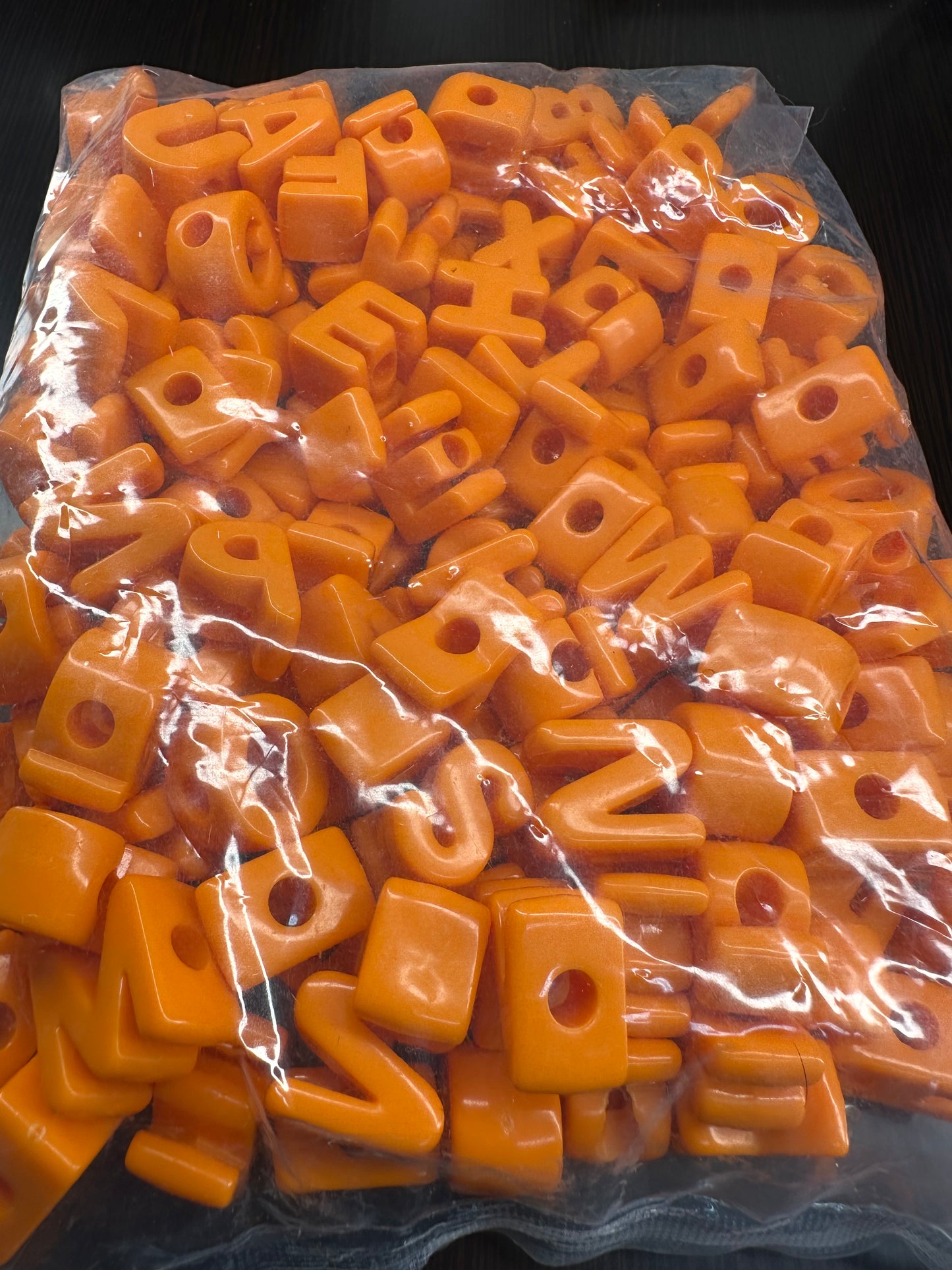 Bright Orange Acrylic Plastic Letter Beads – Bulk Bag of Mixed A–Z Alphabet Beads (Vertical Hole) over 150 mixed colors alphabet
