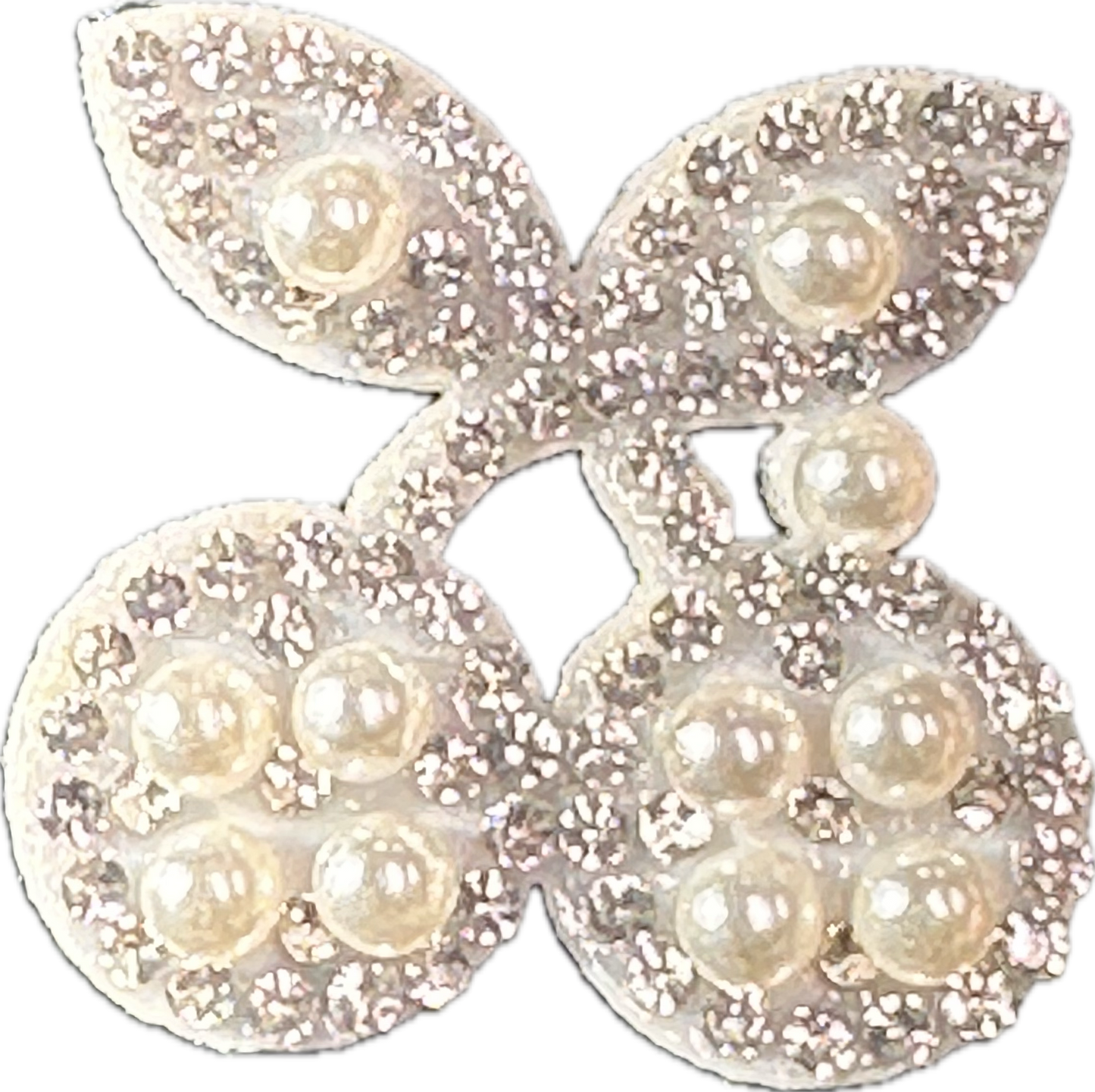 GLUE on Pearl and Rhinestone Cherries Appliques – design – Set of 5 Sparkling Embellishments for Crafts, Headbands, DIY