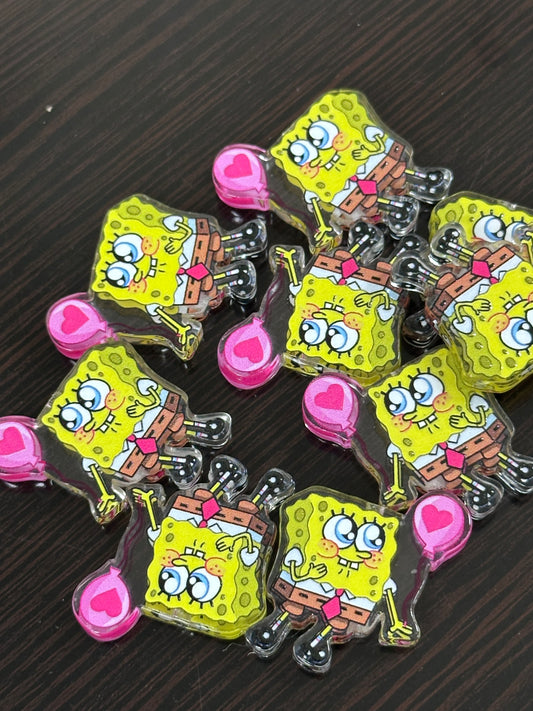 Yellow guy with balloon acrylic focal bead- set of 2/ focal bead/ pen beading / keychain bead