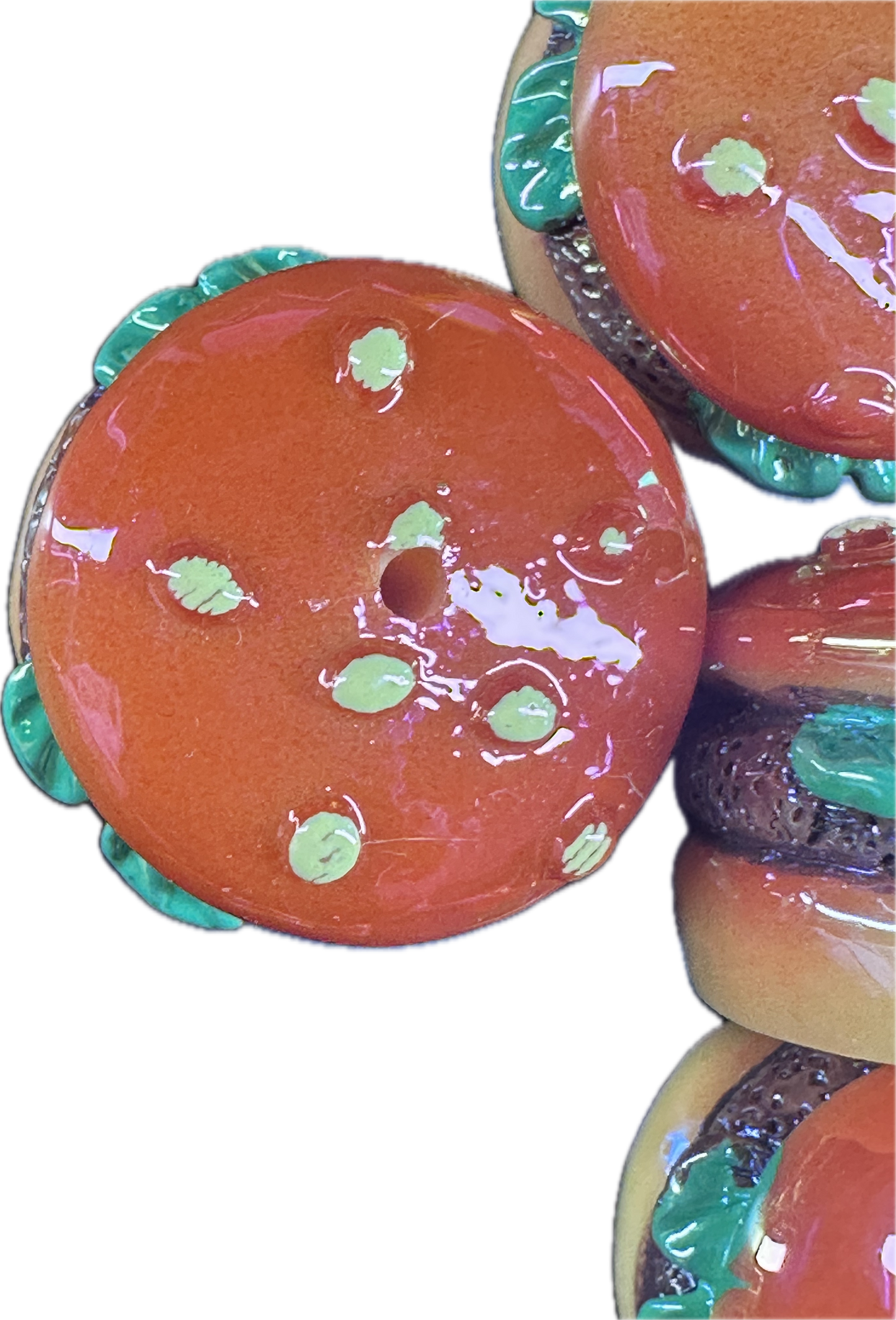 3D hamburger acrylic bead/ beadable pen/ replica burger bead/ keychain bead/hamburger/food/set of 2