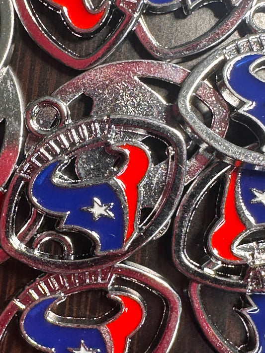 Enameled metal charms/ Houston Texans pendant/ DIY charm bracelet/ DIY necklace