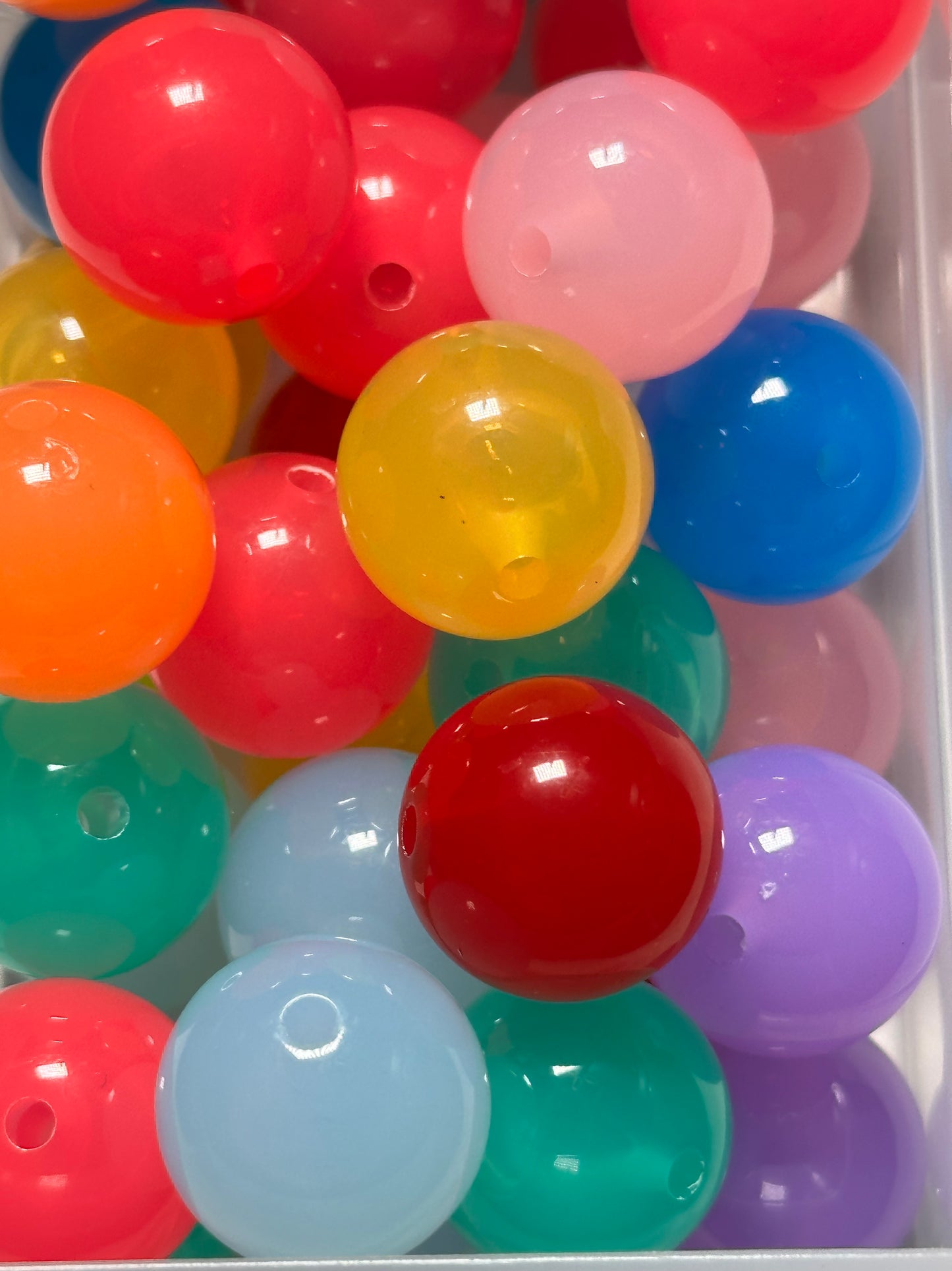 Bright jelly beads /assorted colors/ round shaped/beadable pen/ keychain bead/10 beads included/ 16mm