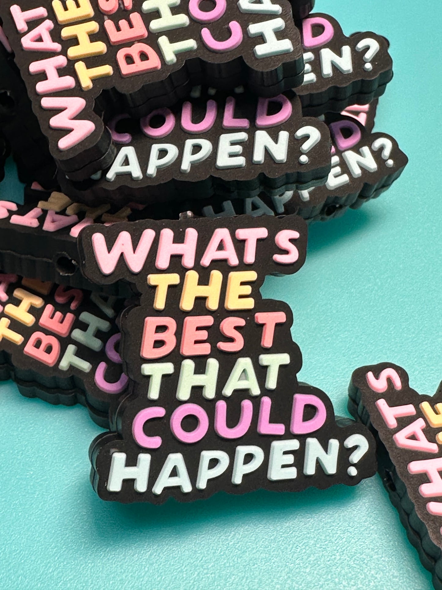 Uplifting words focal bead/ silicone bead/ pen beading/ keychain bead/ what’s the best that could happen?