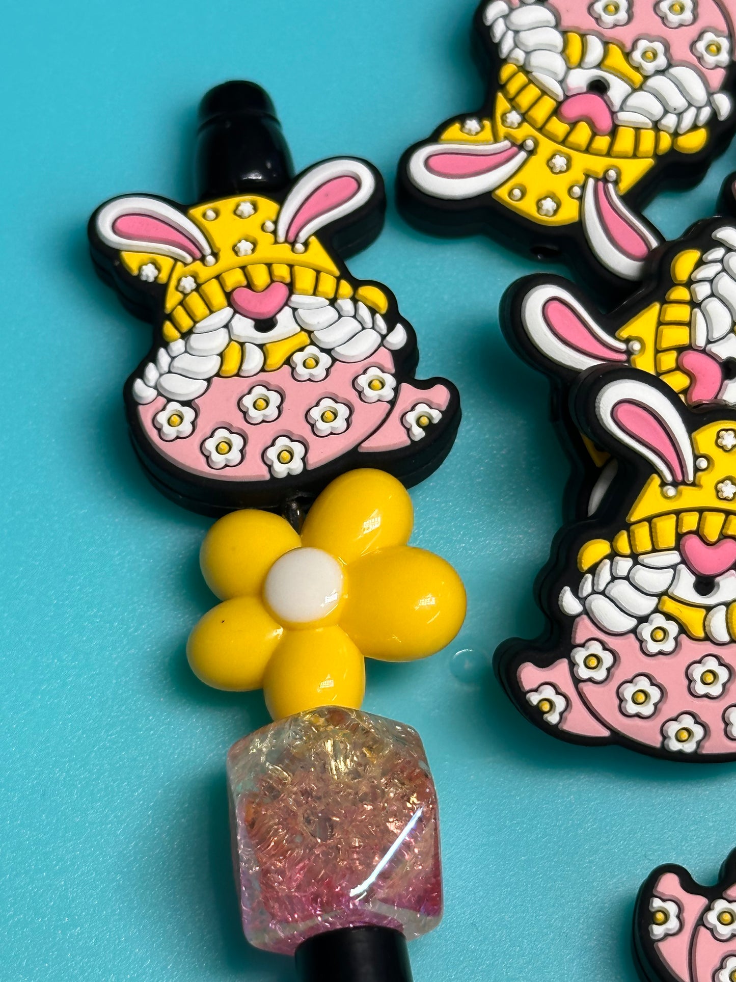 Easter bunny gnome focal bead/ silicone bead/ pen beading/ DIY/ Easter egg/ bunny ears gnome