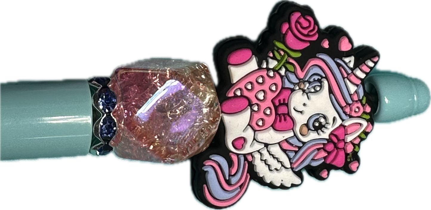 Pink Unicorn Focal Bead/ beadable pen/ Silicone bead/ keychain bead/DIY/unicorn/rainbow