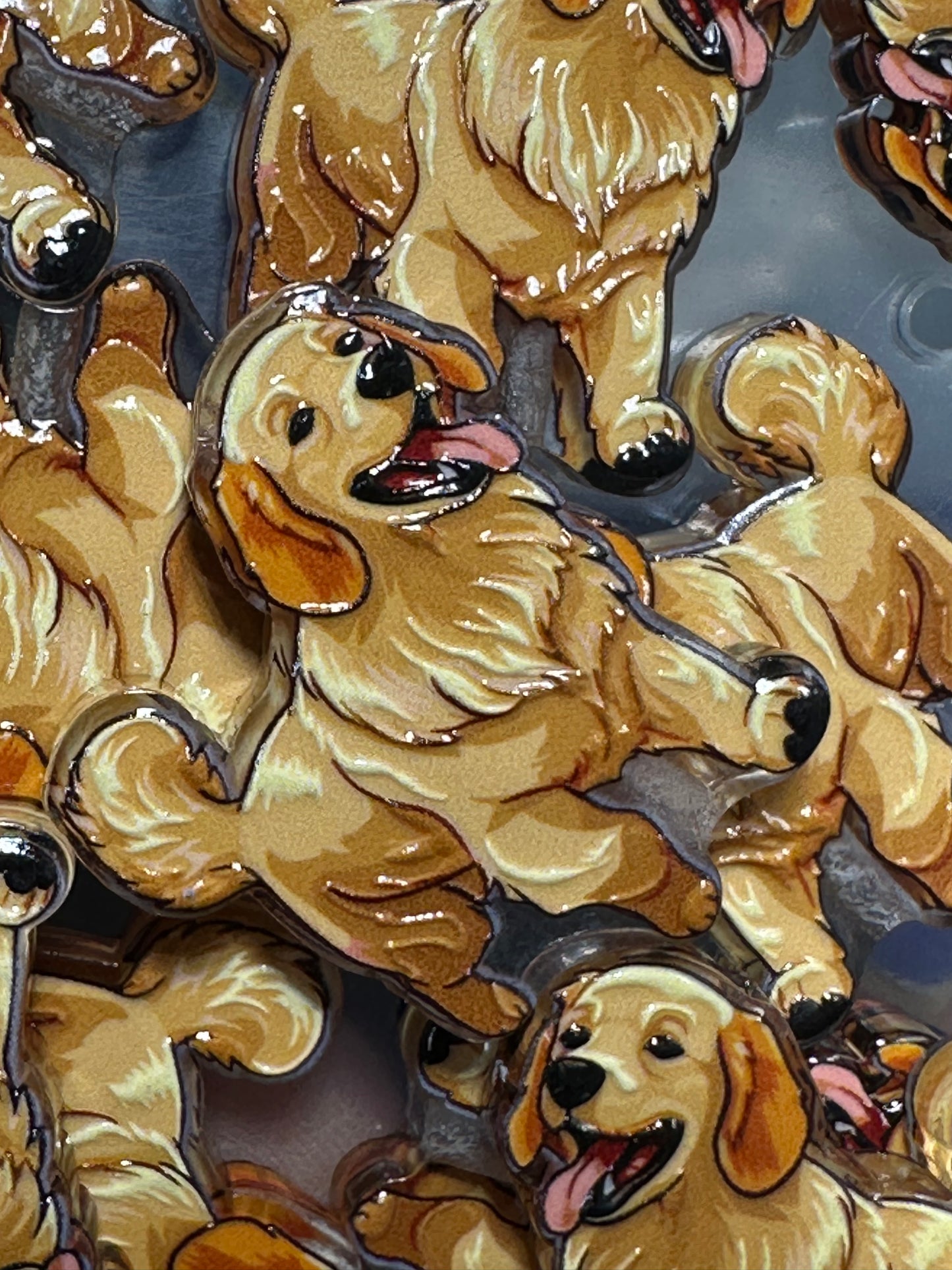 Golden Retriever dog acrylic focal bead- set of 2/ focal bead/ pen beading / keychain bead/