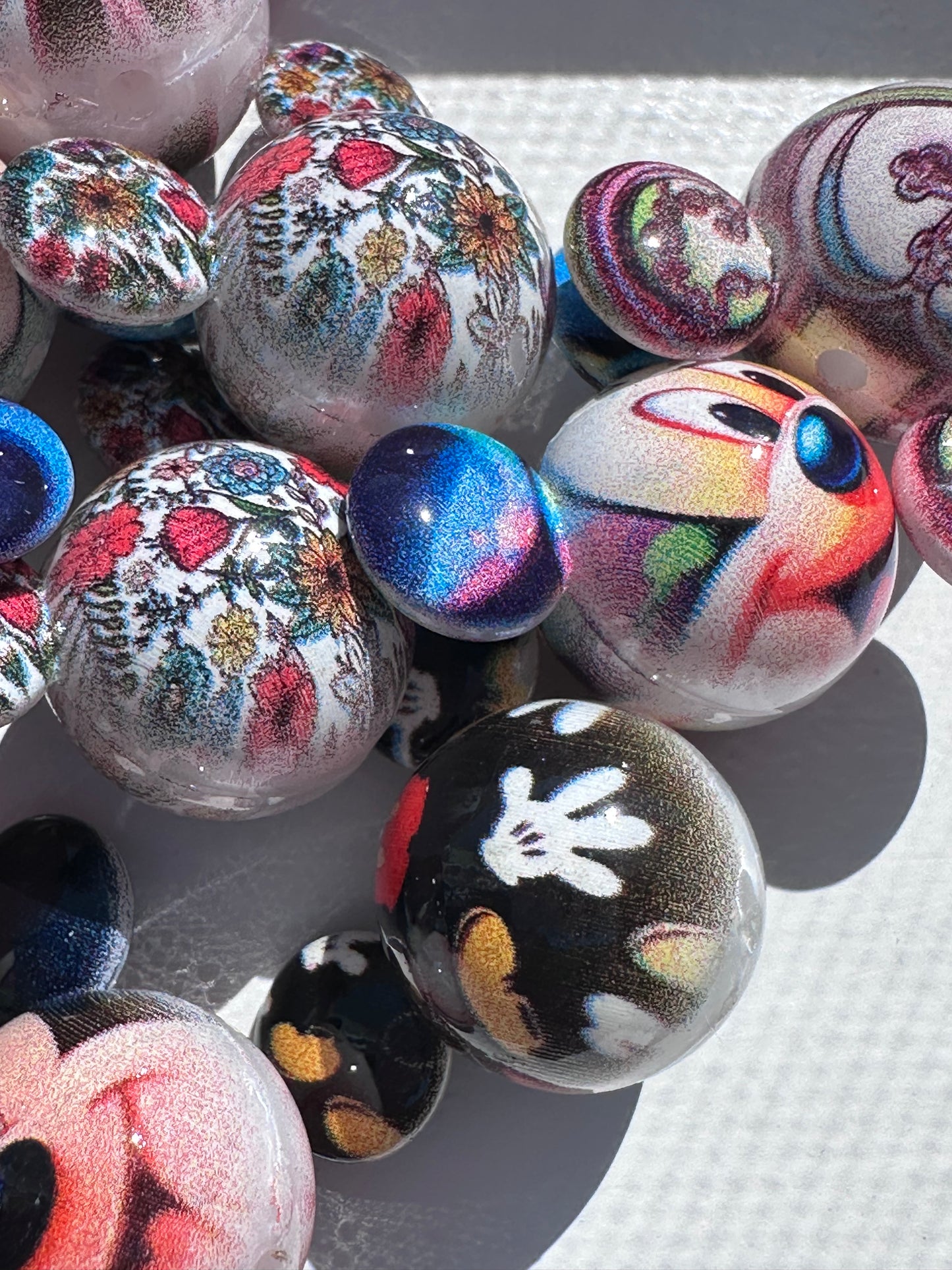 Cartoon inspired beads/ Five (5) acrylic beads included/ jewelry Bead/ beadable pen beads/ keychain bead/ DIY