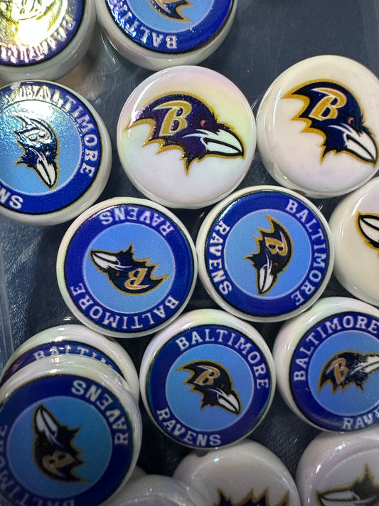 Baltimore Ravens Acrylic bead- set of 5/ focal bead/ pen beading / keychain bead/ football /Approx. 23mm